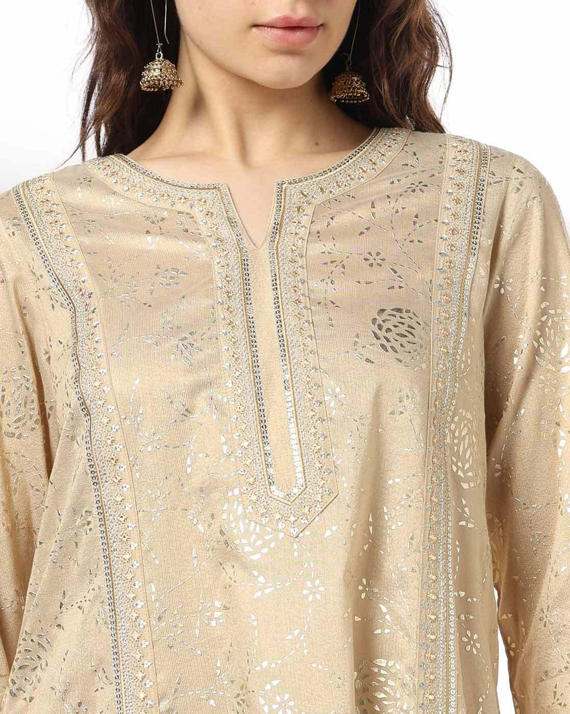 Women Embroidered Flared Kurta