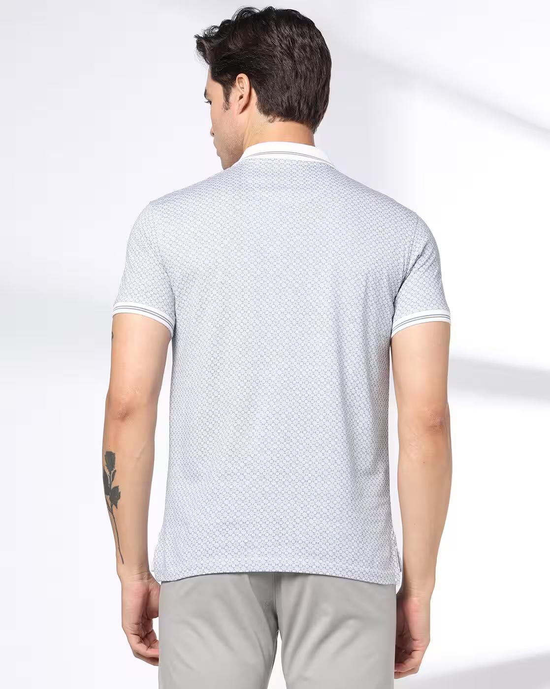 Men Printed Slim Fit Cotton Polo T-Shirt