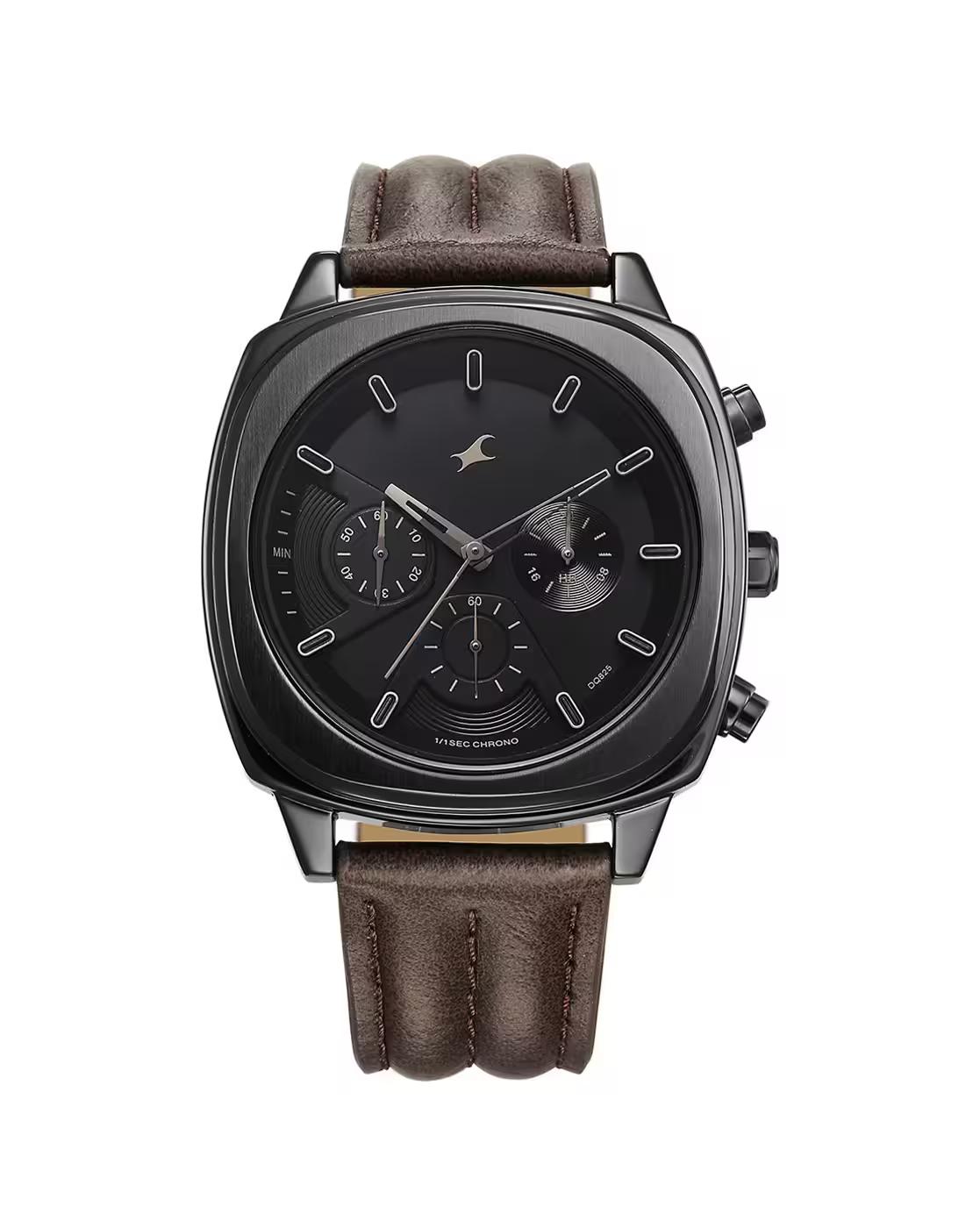 Men Chronograph Watch with Leather Strap-NU3319NL01