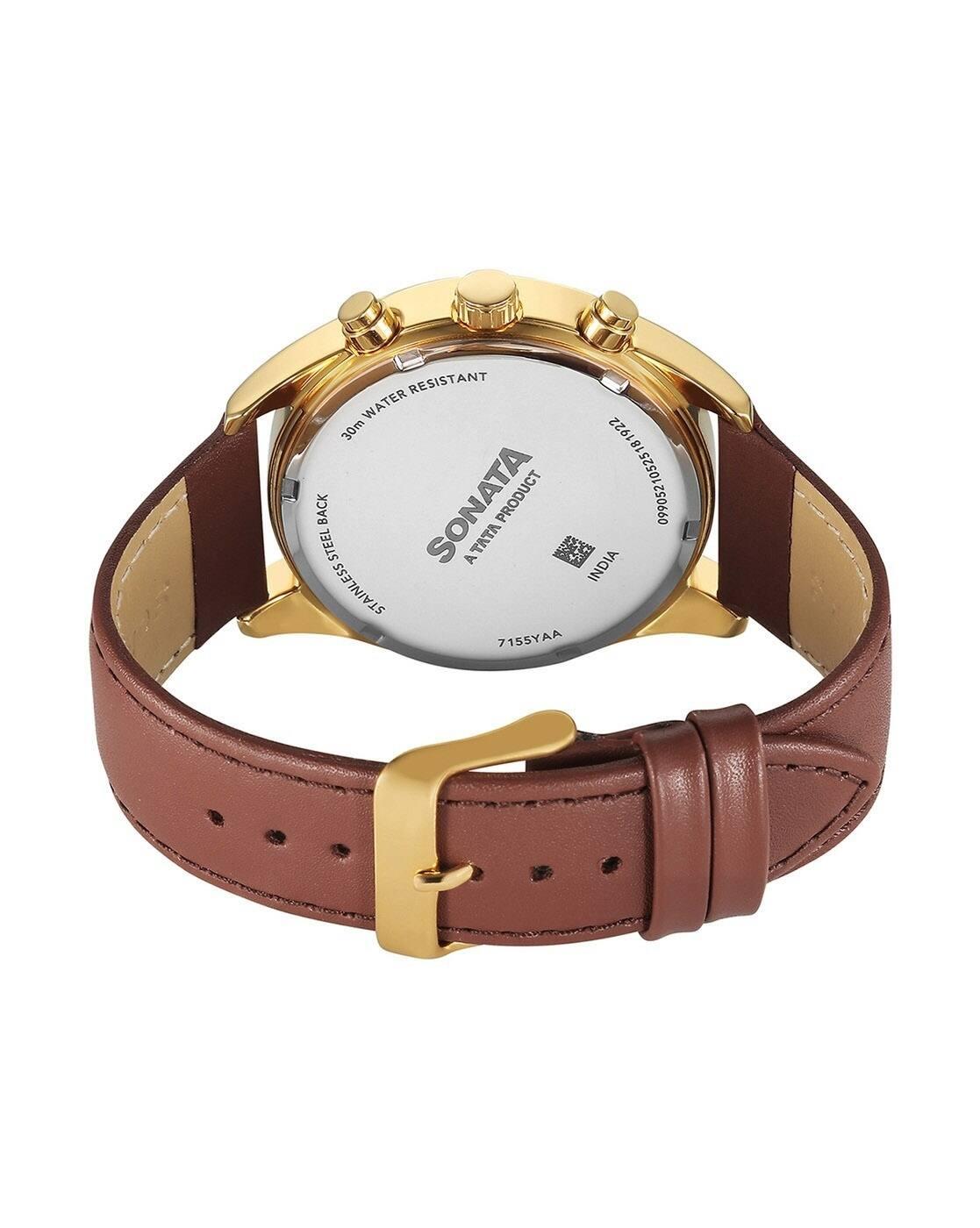Men Leather Strap Chronograph Watch-NU7155YL01