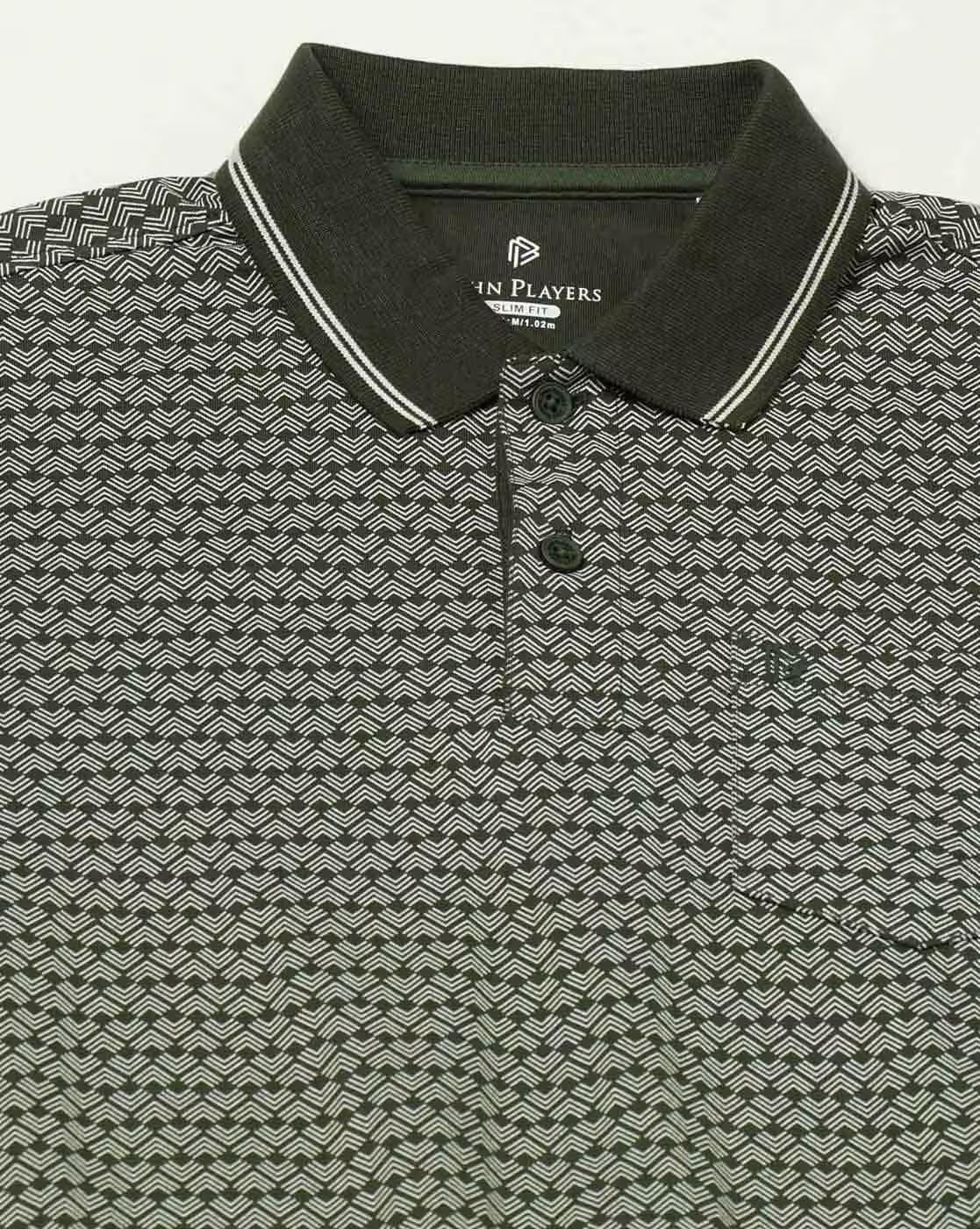 Men Slim Fit Printed Cotton Polo T-Shirt