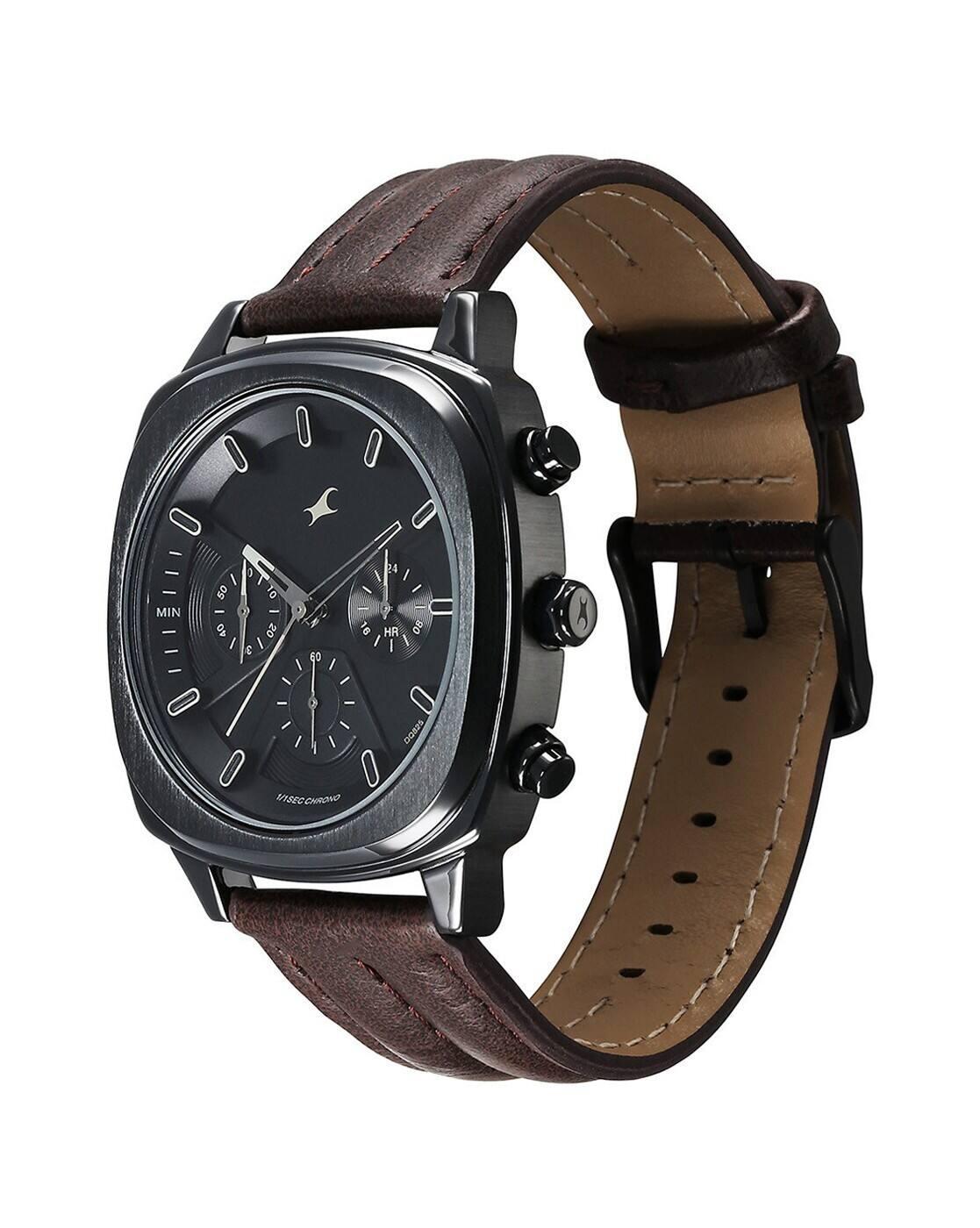 Men Chronograph Watch with Leather Strap-NU3319NL01