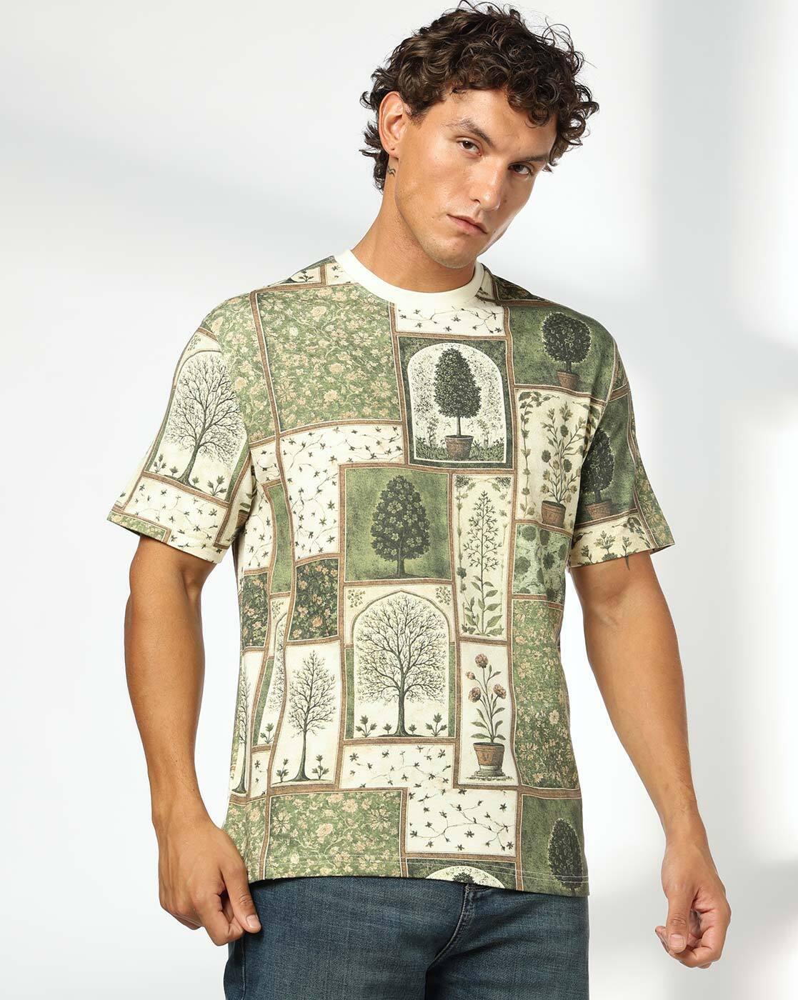 Men Printed Relaxed Fit Crew-Neck T-Shirt