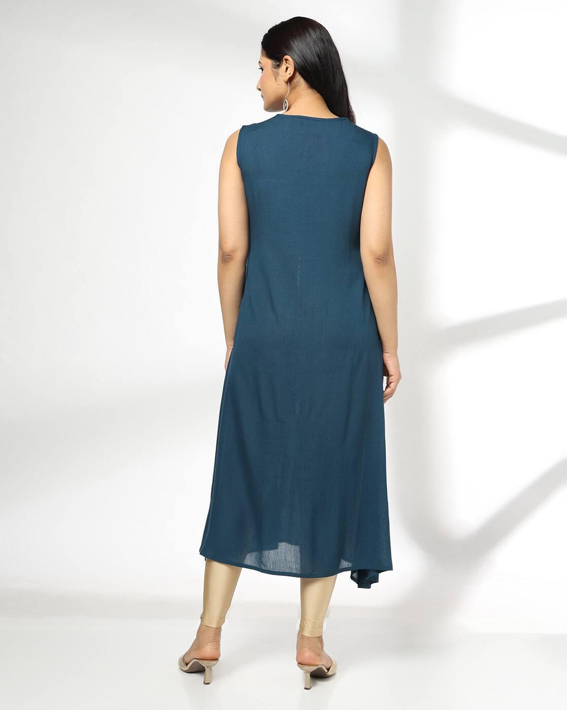Women Yoke Embroidered Flared Kurta
