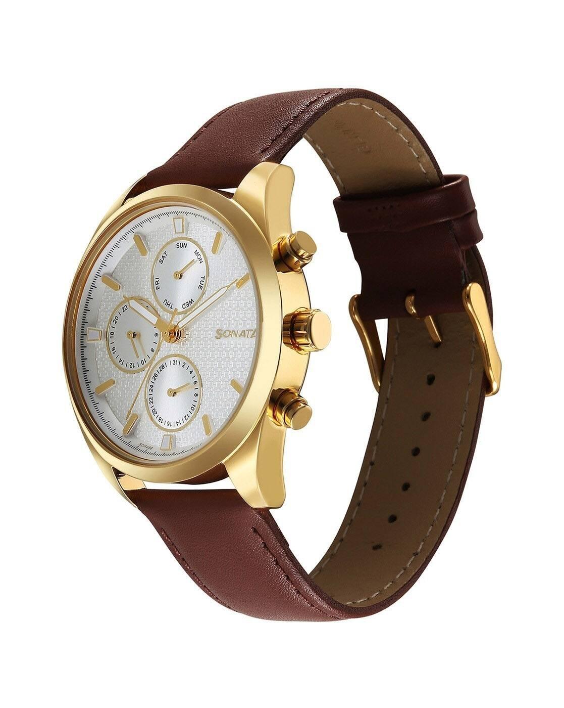 Men Leather Strap Chronograph Watch-NU7155YL01