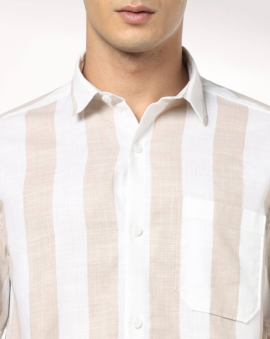 Men Striped Regular Fit Shirt with Patch Pocket