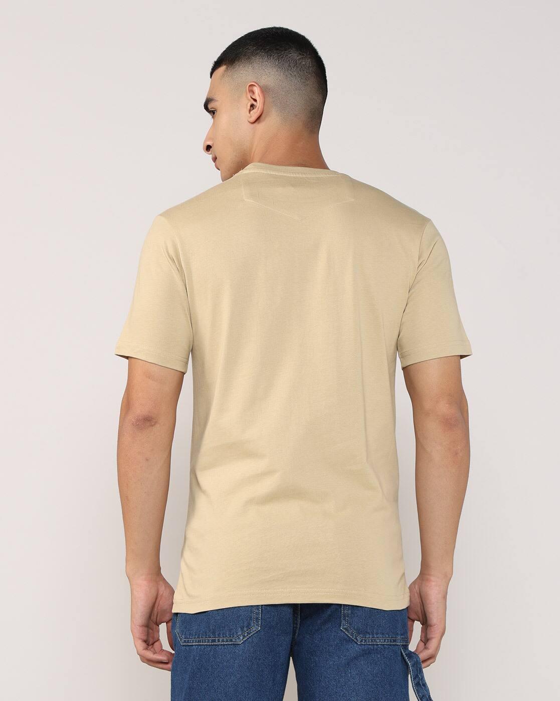 Men Brand Print Regular Fit Crew-Neck T-Shirt