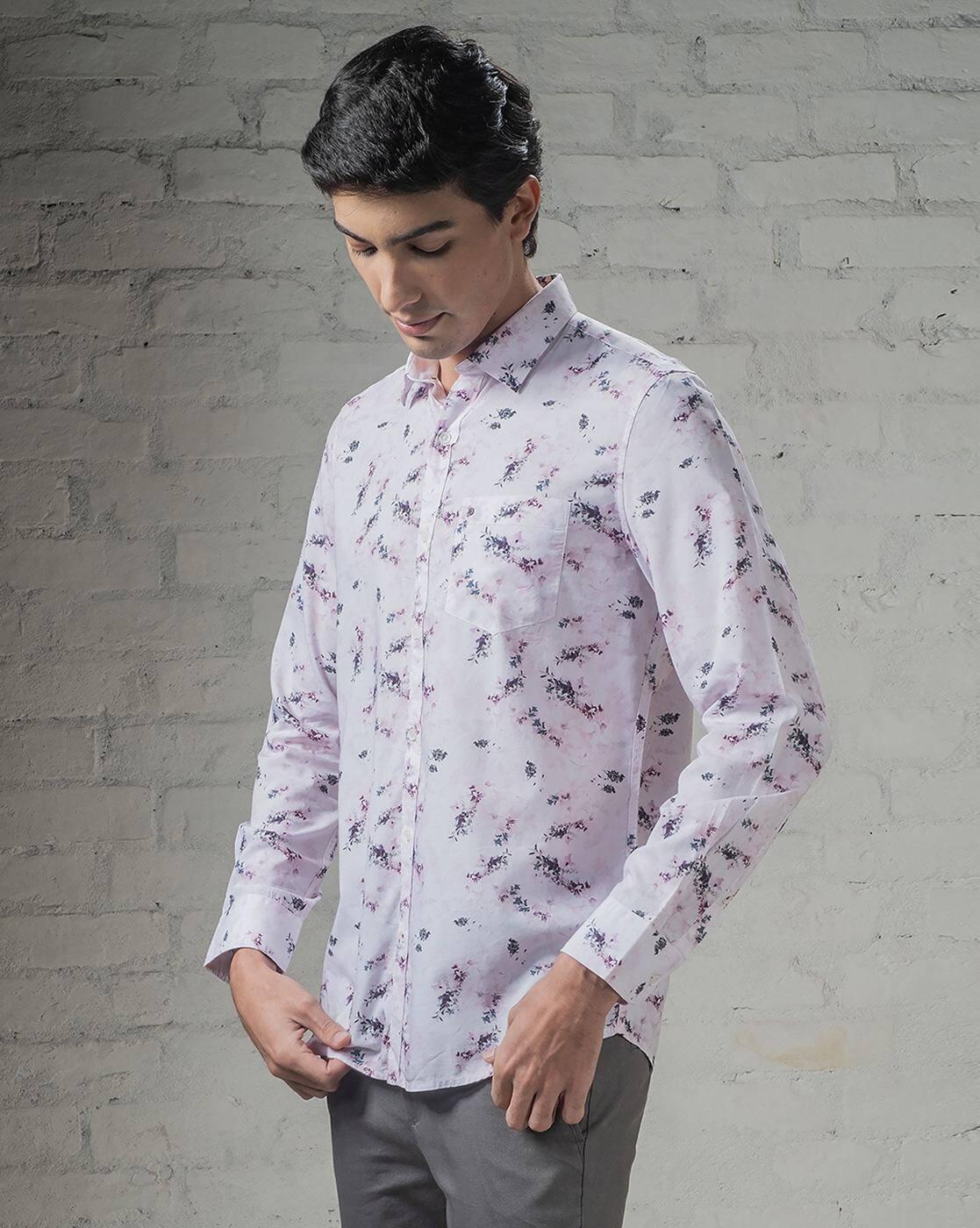 Men Floral Print Slim Fit Shirt