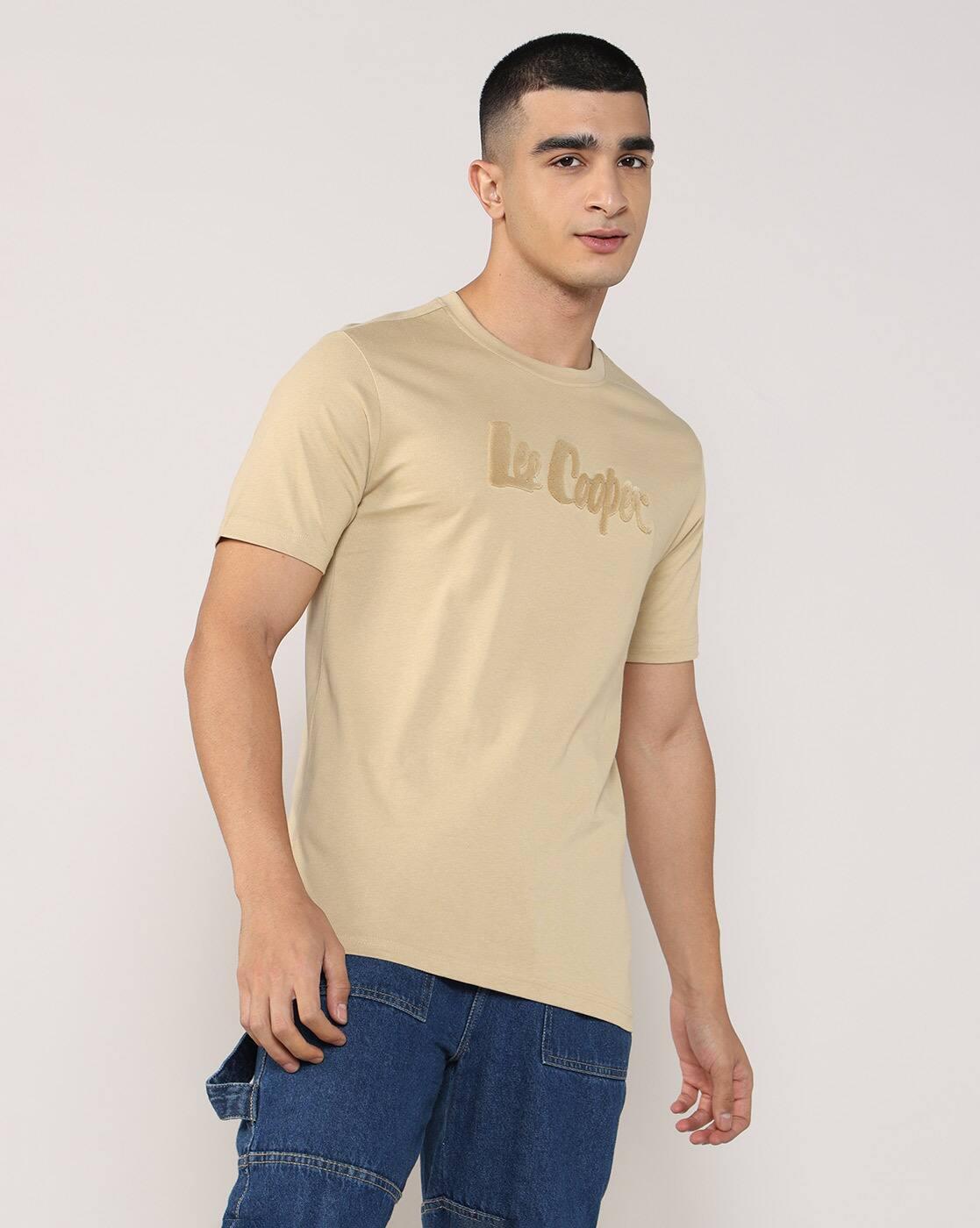 Men Brand Print Regular Fit Crew-Neck T-Shirt