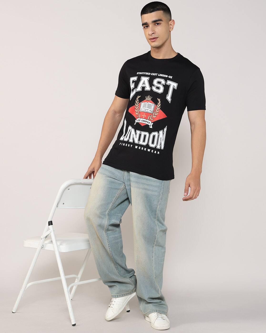 Men Typographic Print Regular Fit Crew-Neck T-Shirt