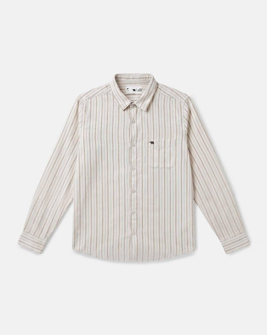 Striped Slim Fit Spread-Collar Shirt