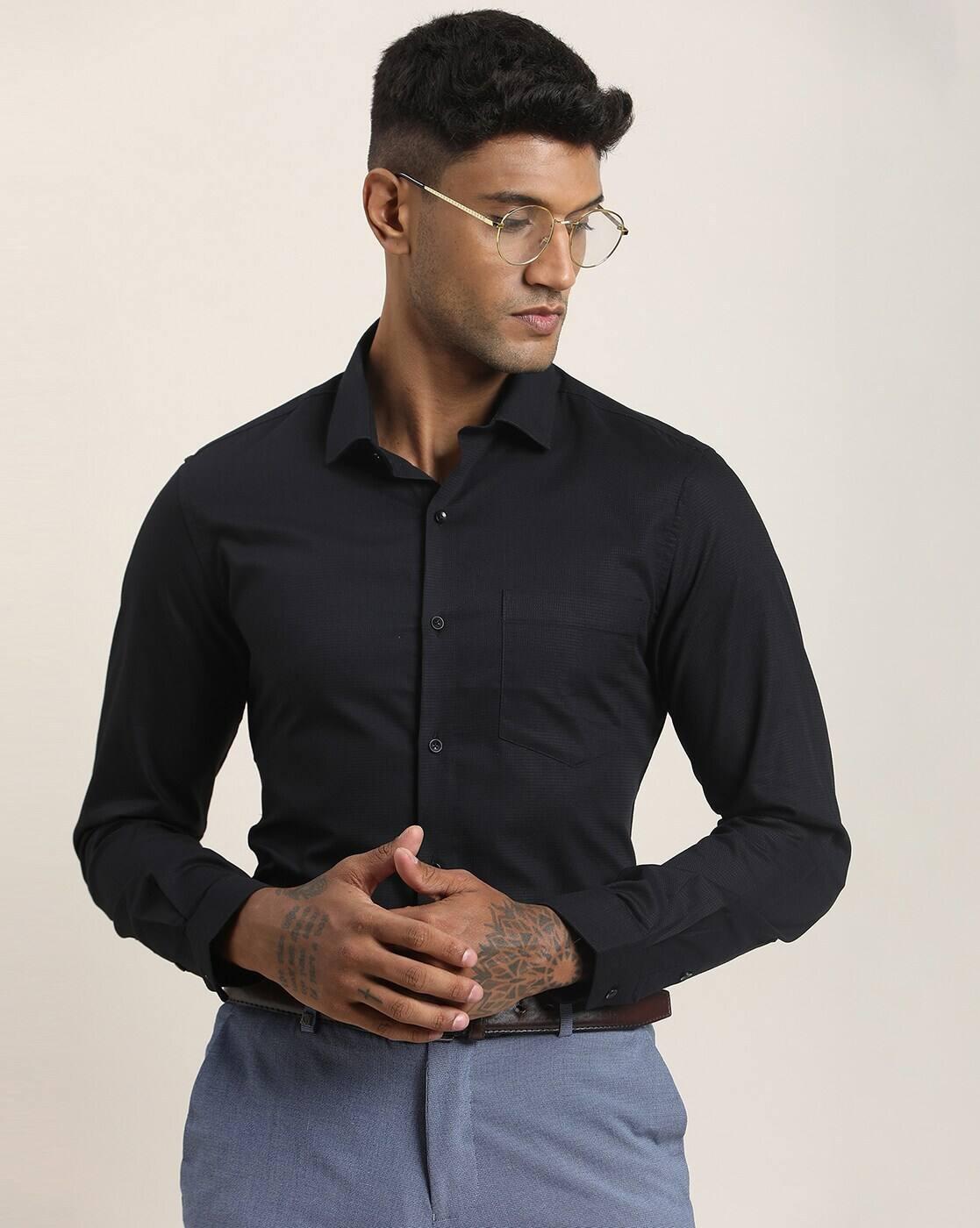 Men Structured Slim Fit Cotton Shirt