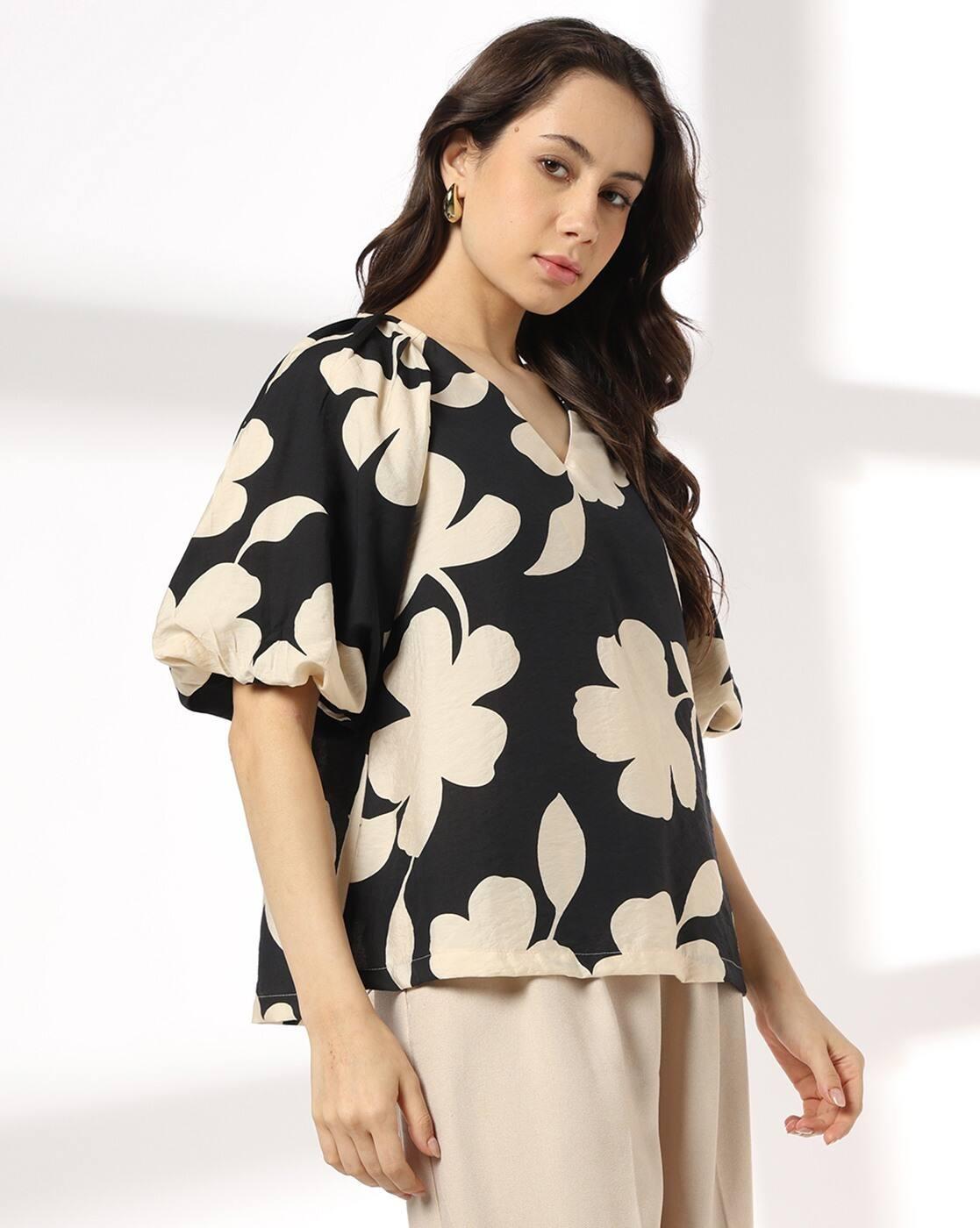 Women Floral Print Regular Fit Blouson Top