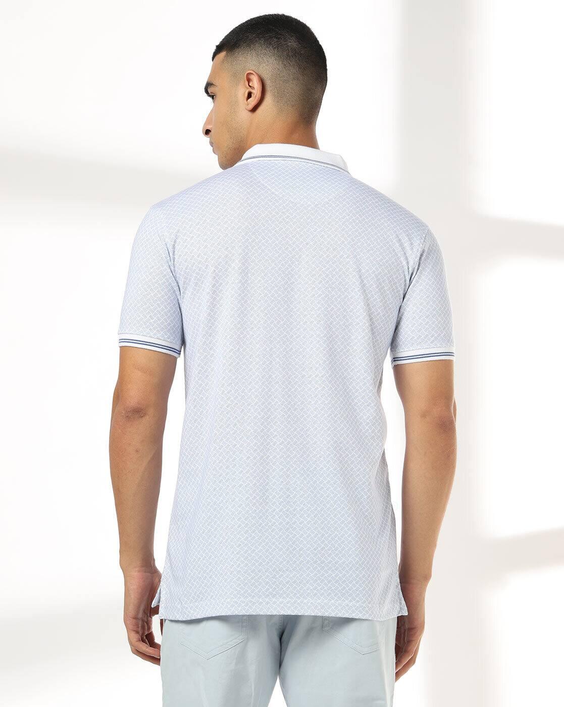 Men Printed Slim Fit Polo T-Shirt with Patch Pocket
