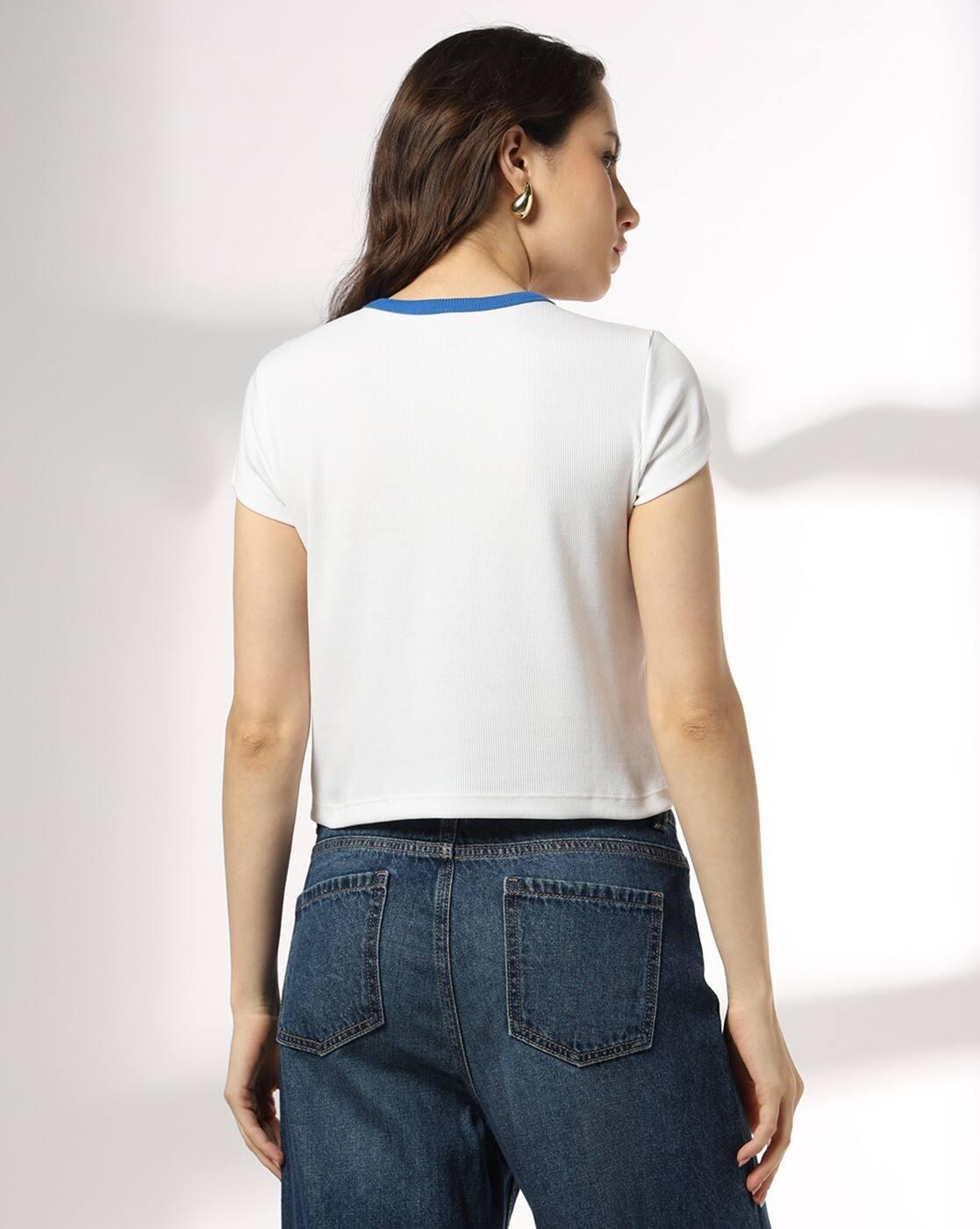 Women Embroidered Regular Fit Crew-Neck T-Shirt