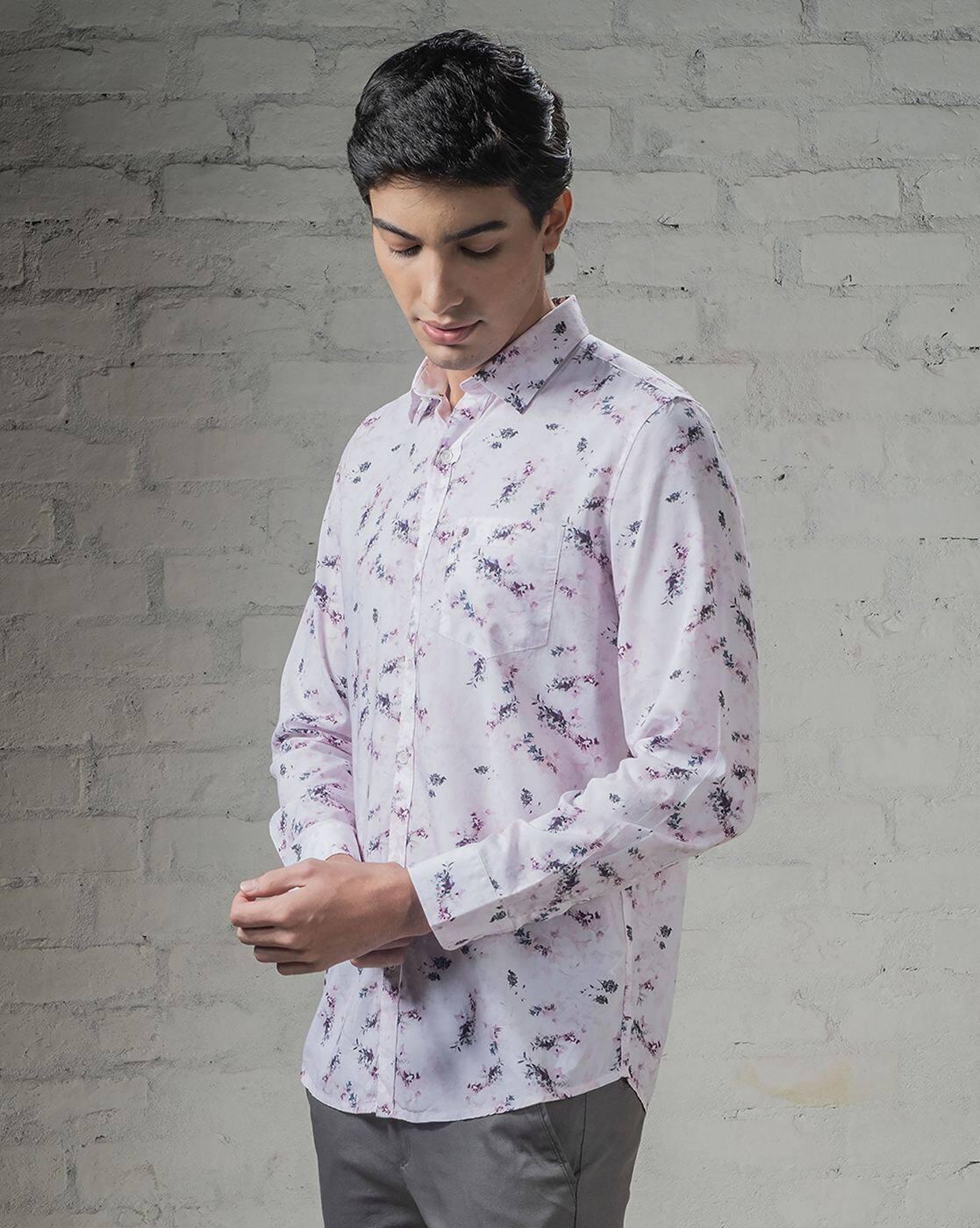 Men Floral Print Slim Fit Shirt