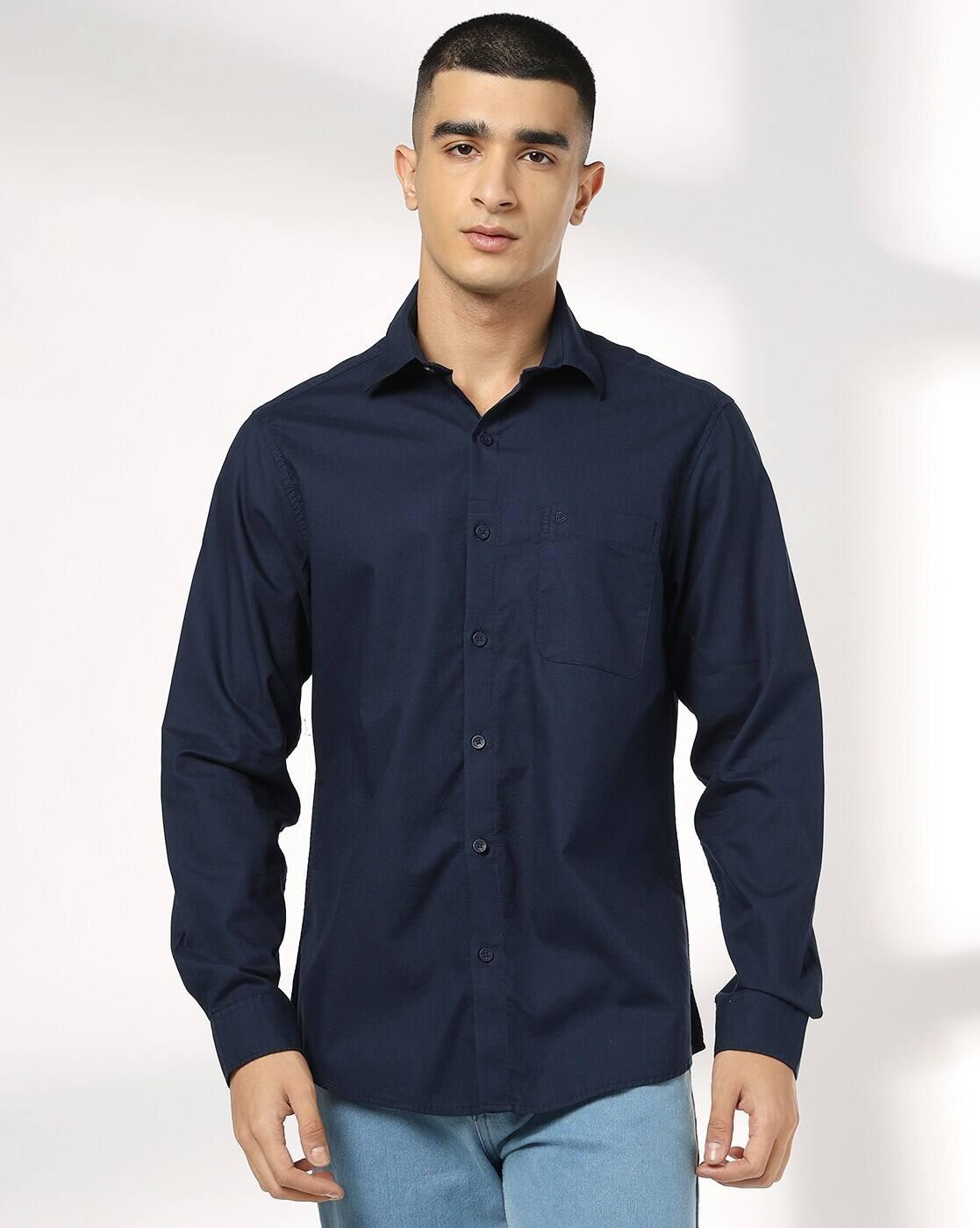 Men Slim Fit Cotton Shirt with Patch Pocket