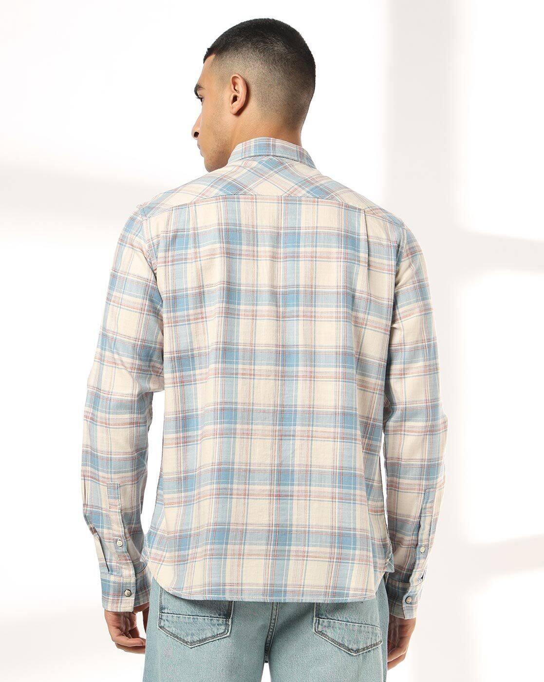 Men Checked Regular Fit Shirts with Flap Pockets