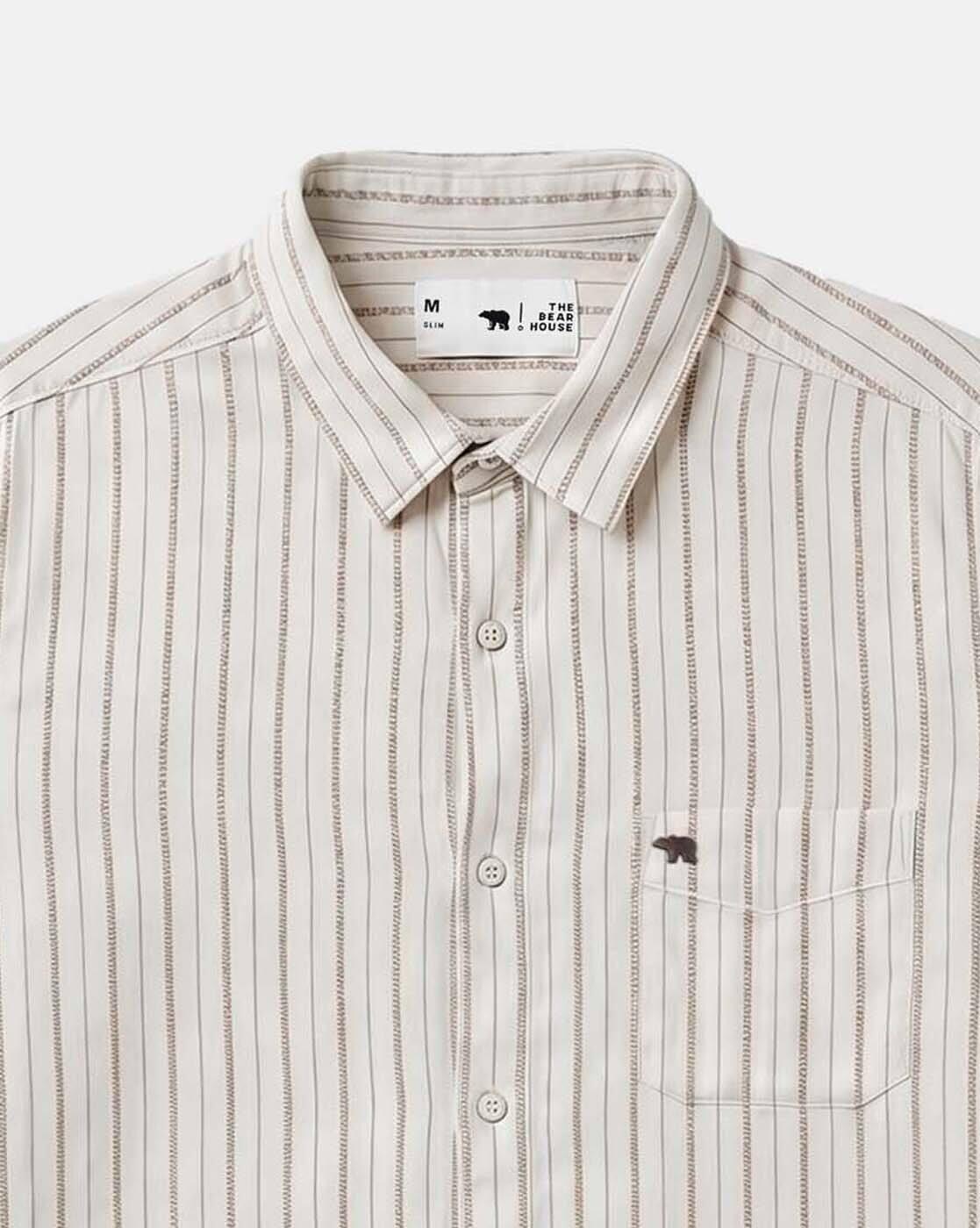 Striped Slim Fit Spread-Collar Shirt