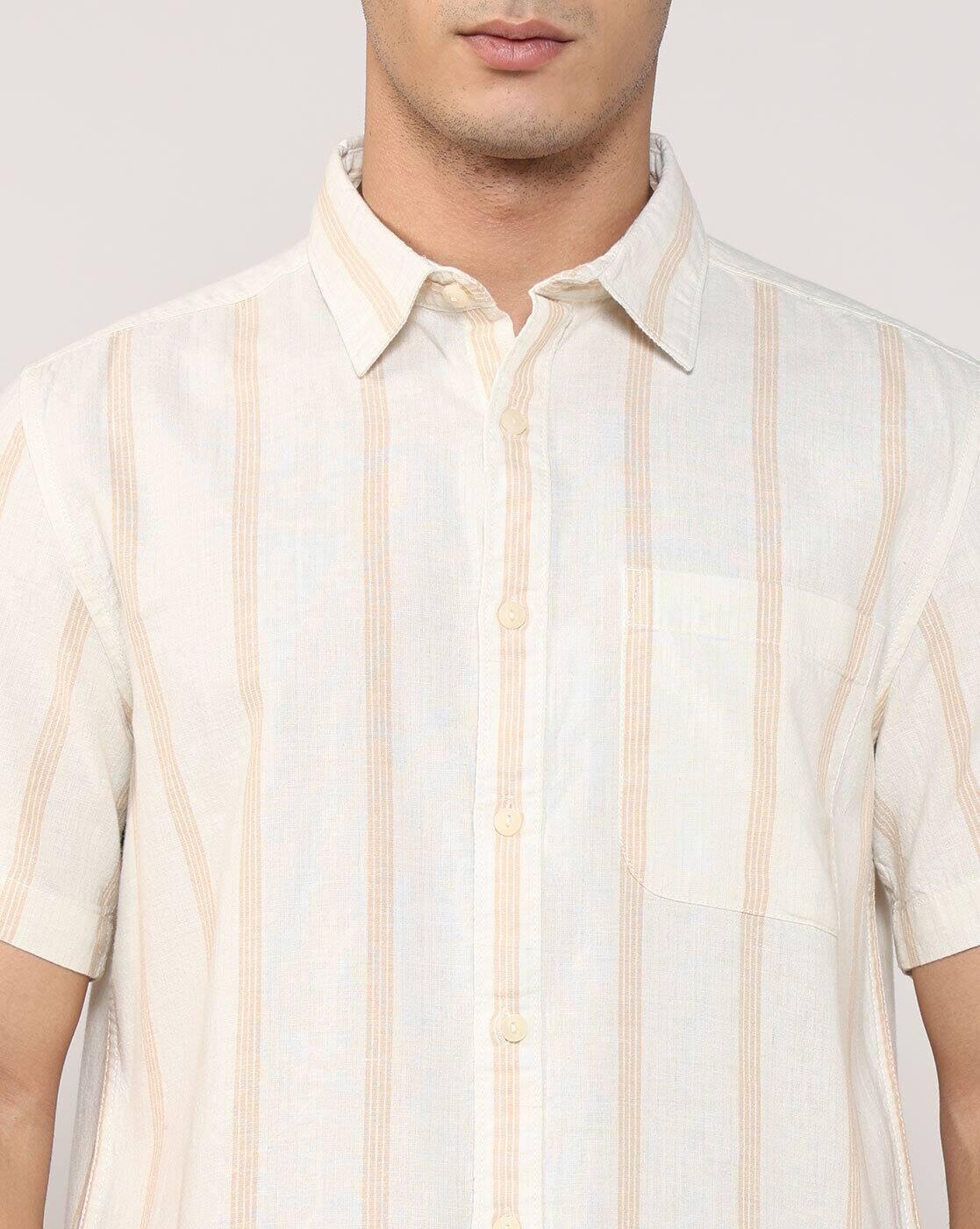 Men Striped Regular Fit Shirt with Patch Pocket