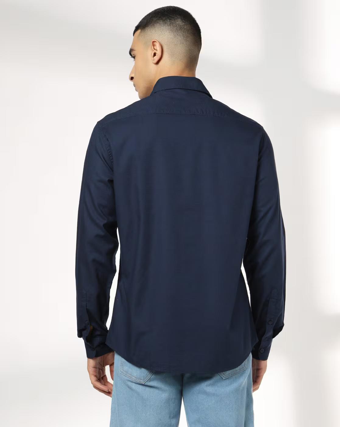Men Slim Fit Cotton Shirt with Patch Pocket
