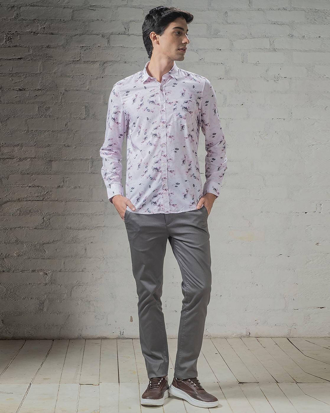 Men Floral Print Slim Fit Shirt