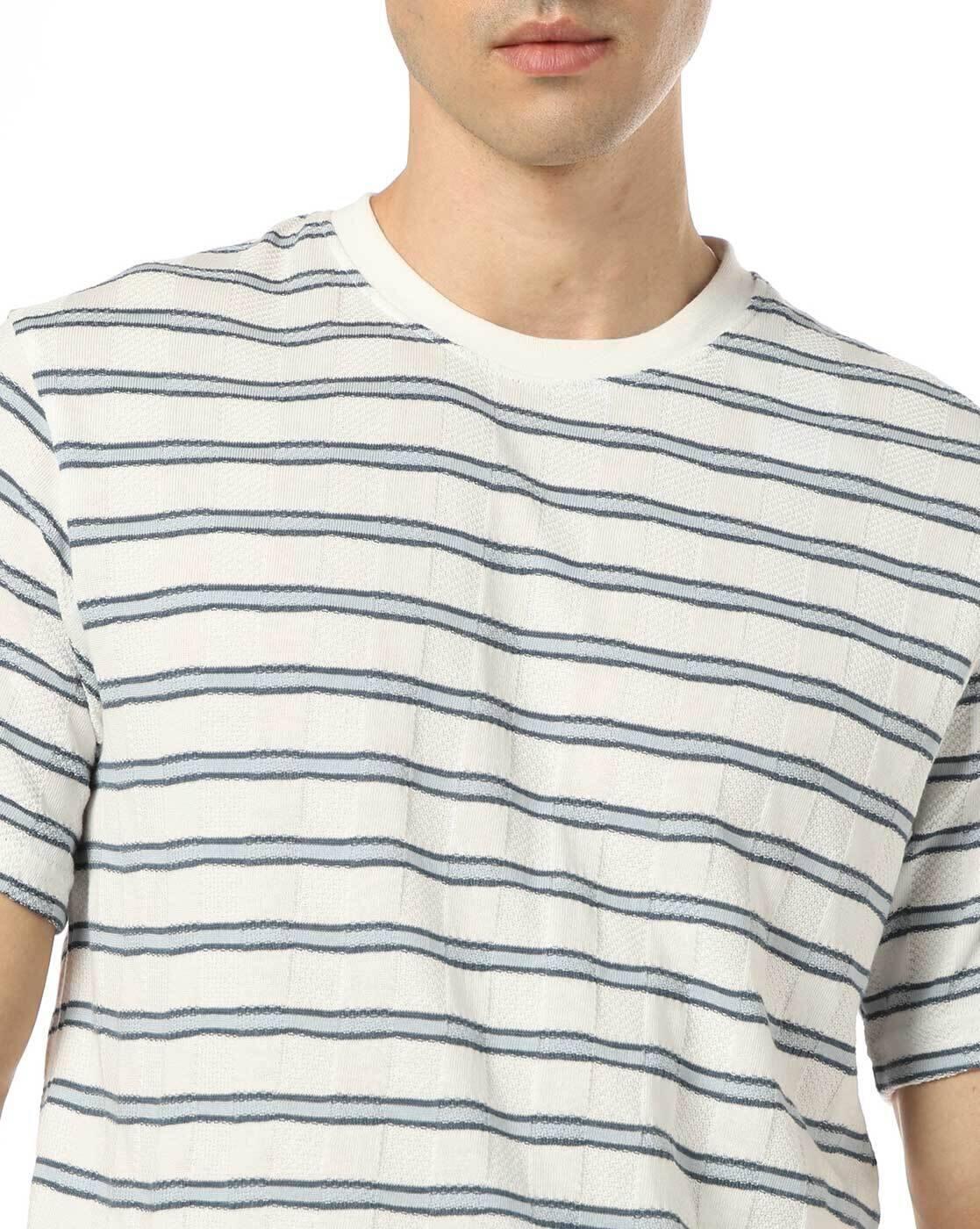 Men Striped Regular Fit Crew-Neck T-Shirt