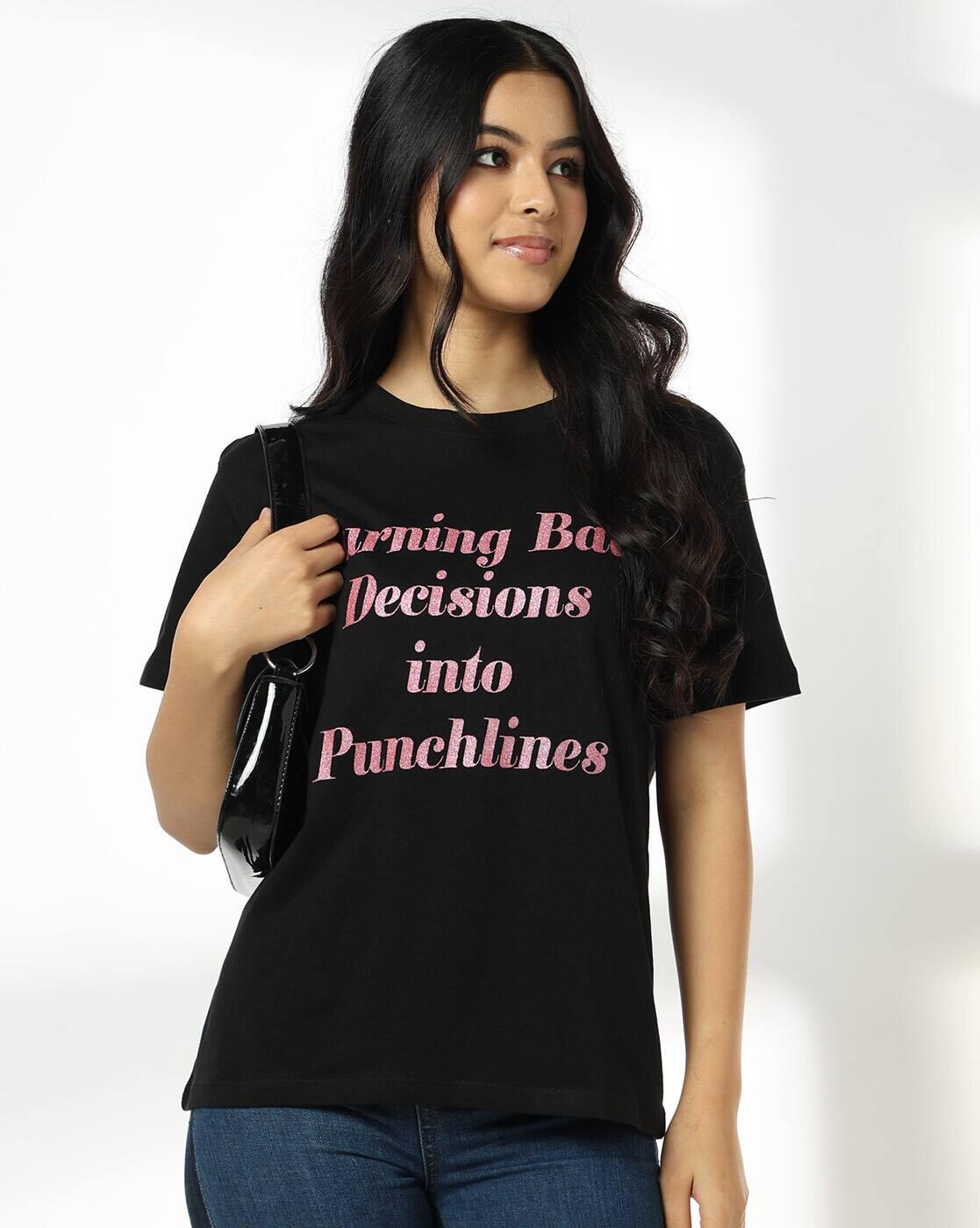 Women Printed Loose Fit Crew-Neck T-Shirt