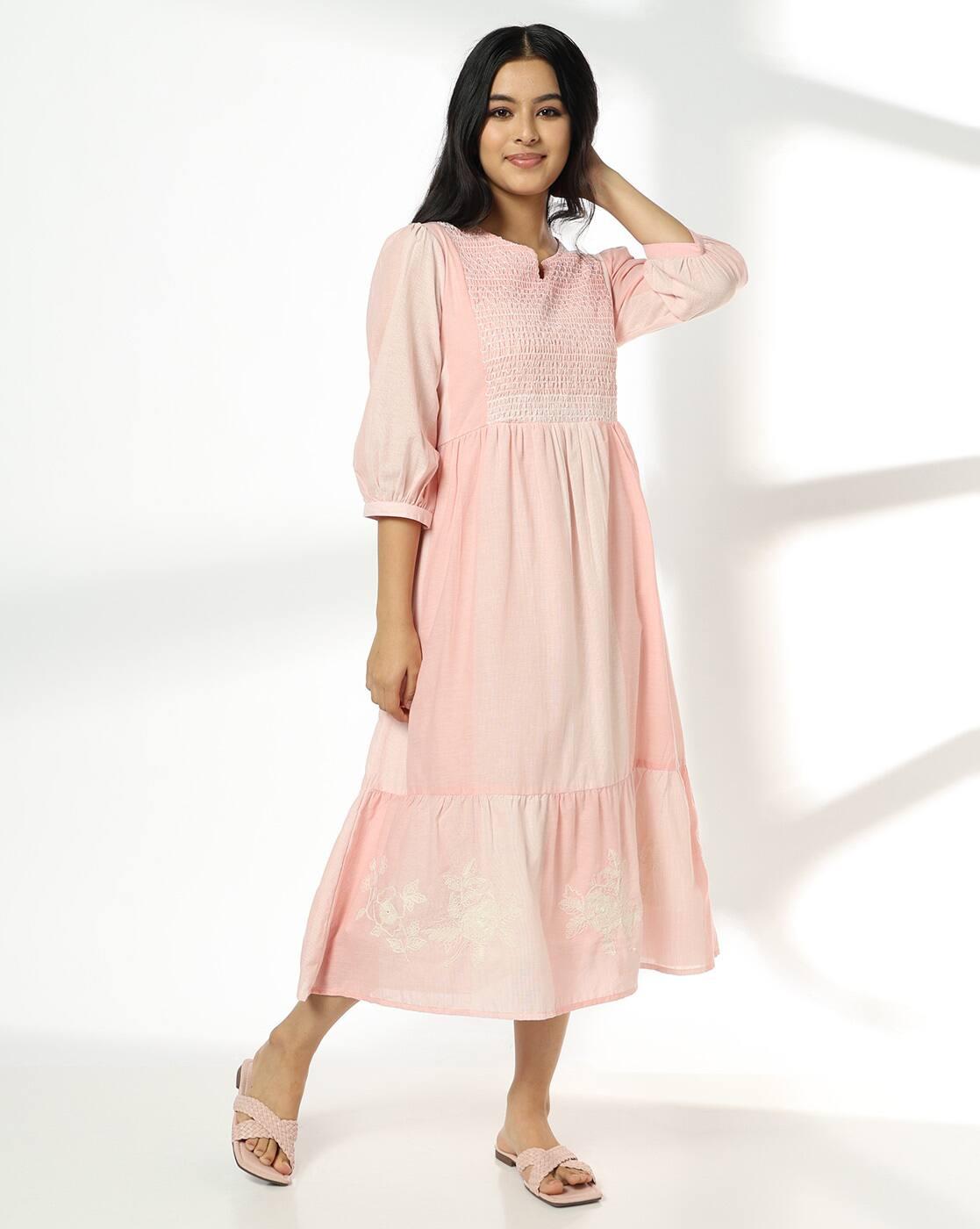 Women Embroidered Tiered Midi Dress