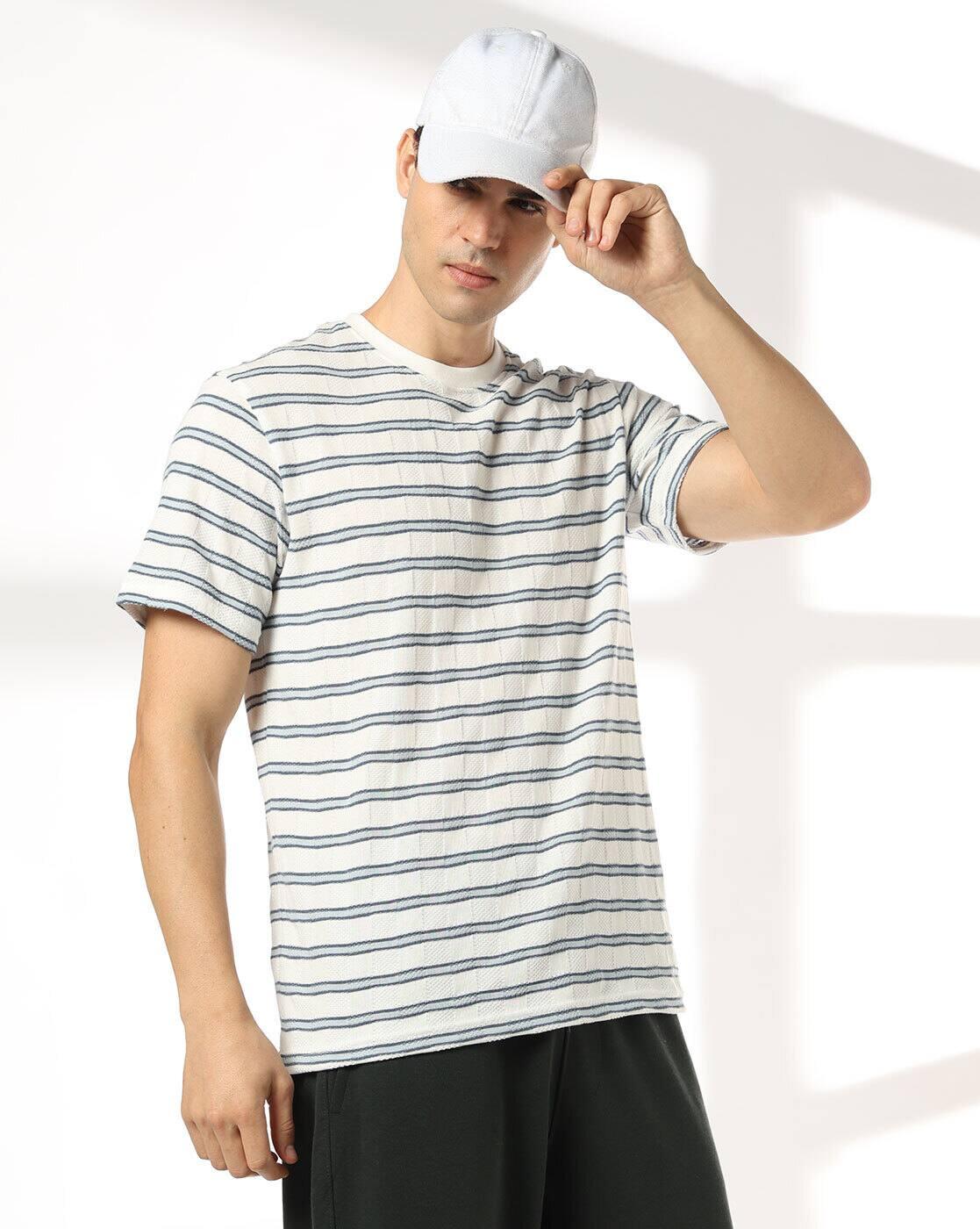 Men Striped Regular Fit Crew-Neck T-Shirt