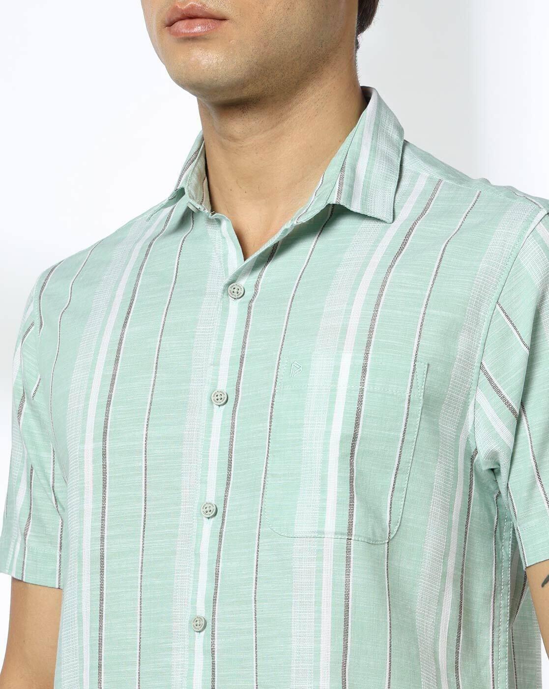 Men Striped Slim Fit Shirt with Patch Pocket