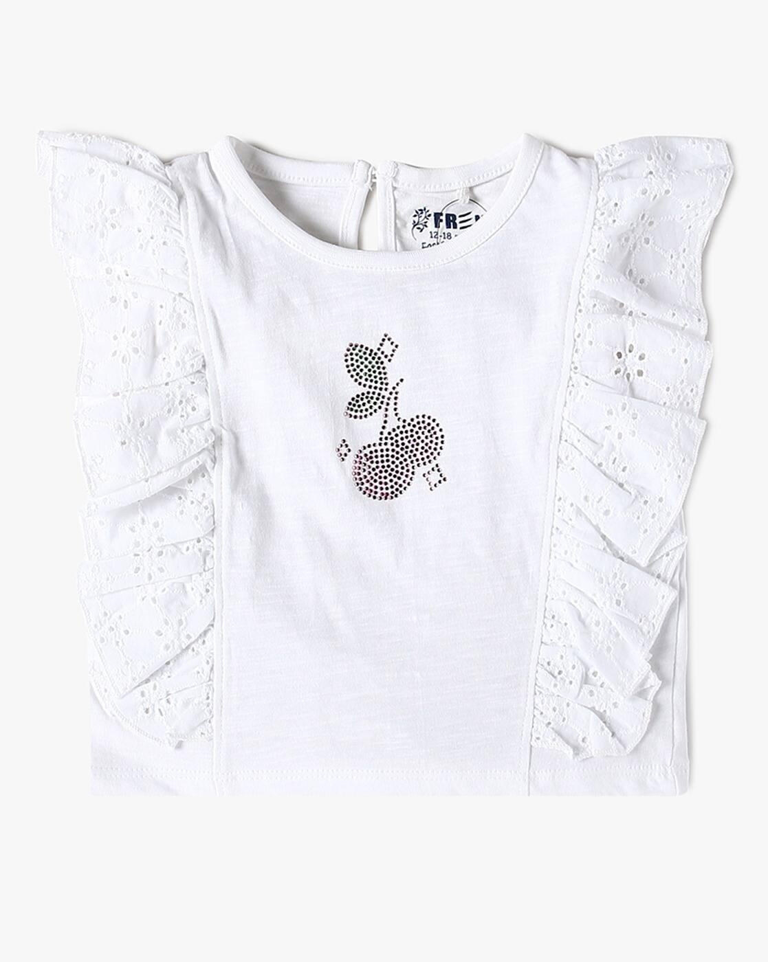 Girls Schiffli Embroidered Top & Pants Set