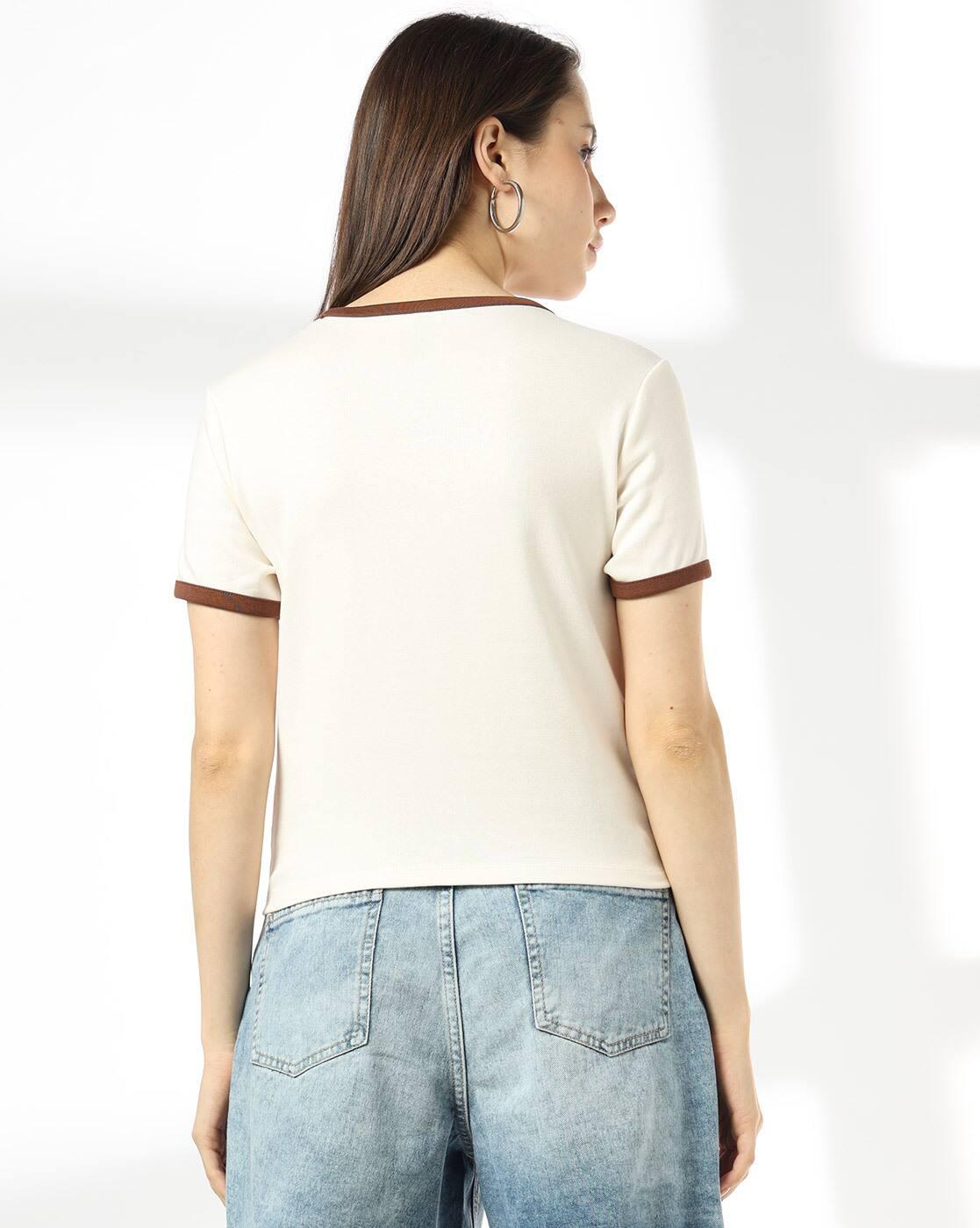 Women Graphic Print Slim Fit Crew-Neck T-Shirt