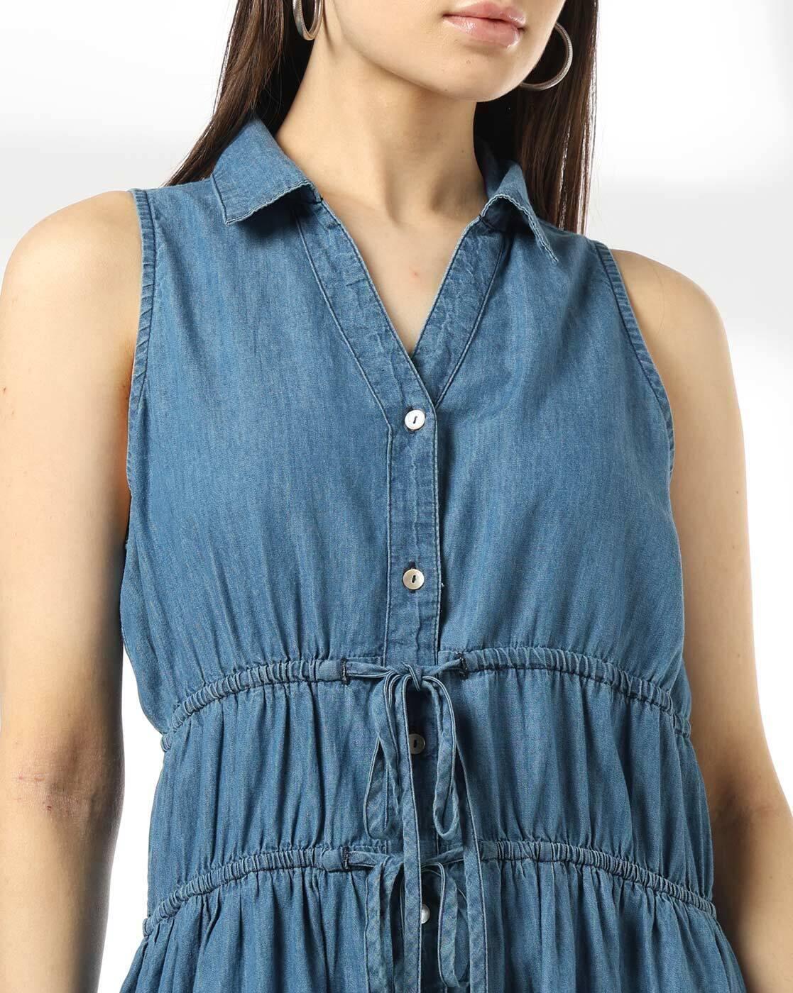 Women Lightly Washed A-Line Dress