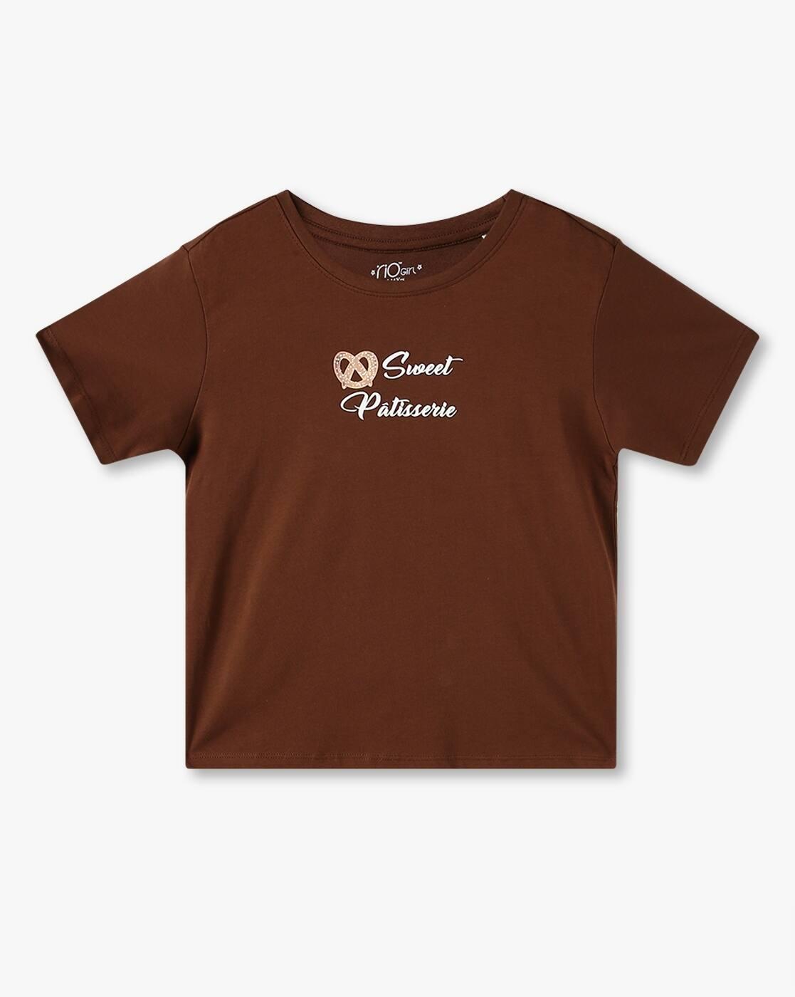 Girls Graphic Print Oversized Round-Neck T-Shirt