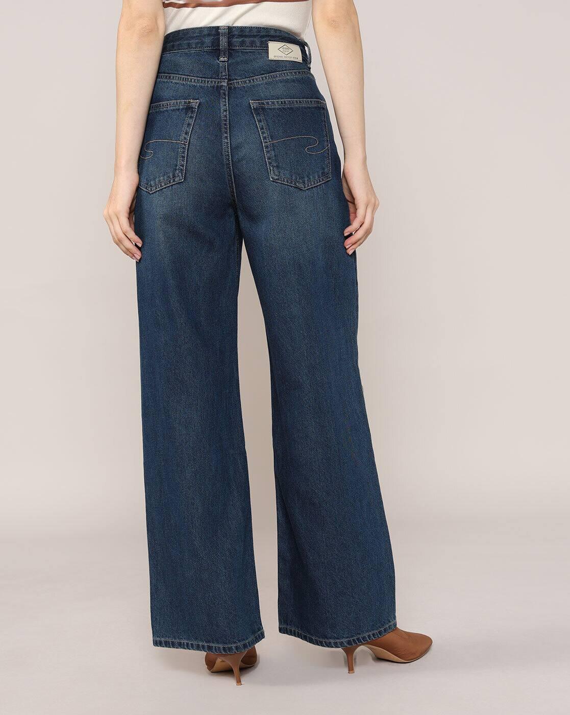 Women Lightly Washed High-Rise Straight Jeans