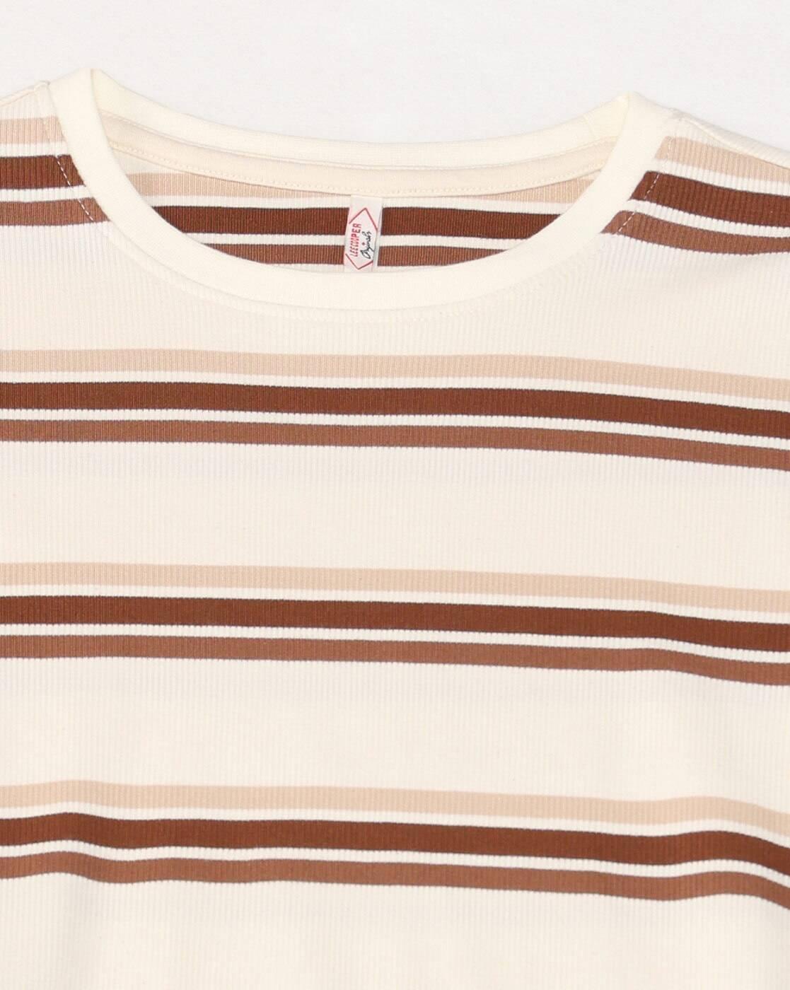 Women Striped Regular Fit Crew-Neck T-Shirt