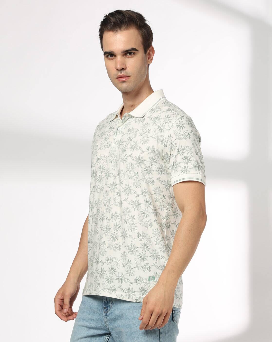 Men Tropical Print Slim Fit Polo T-Shirt