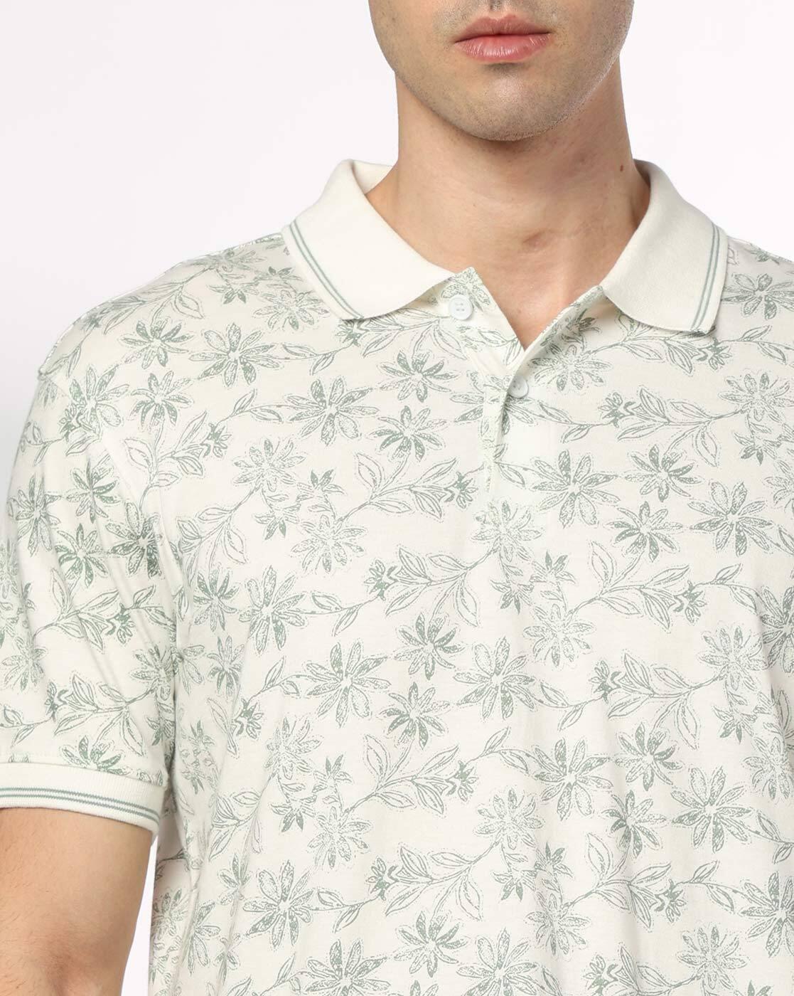Men Tropical Print Slim Fit Polo T-Shirt