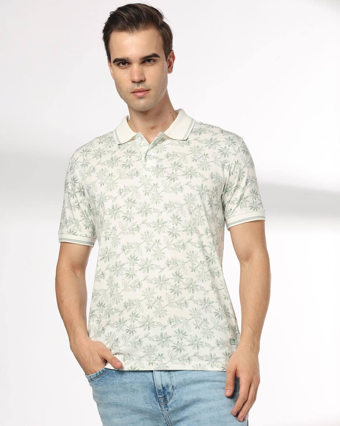 Men Tropical Print Slim Fit Polo T-Shirt