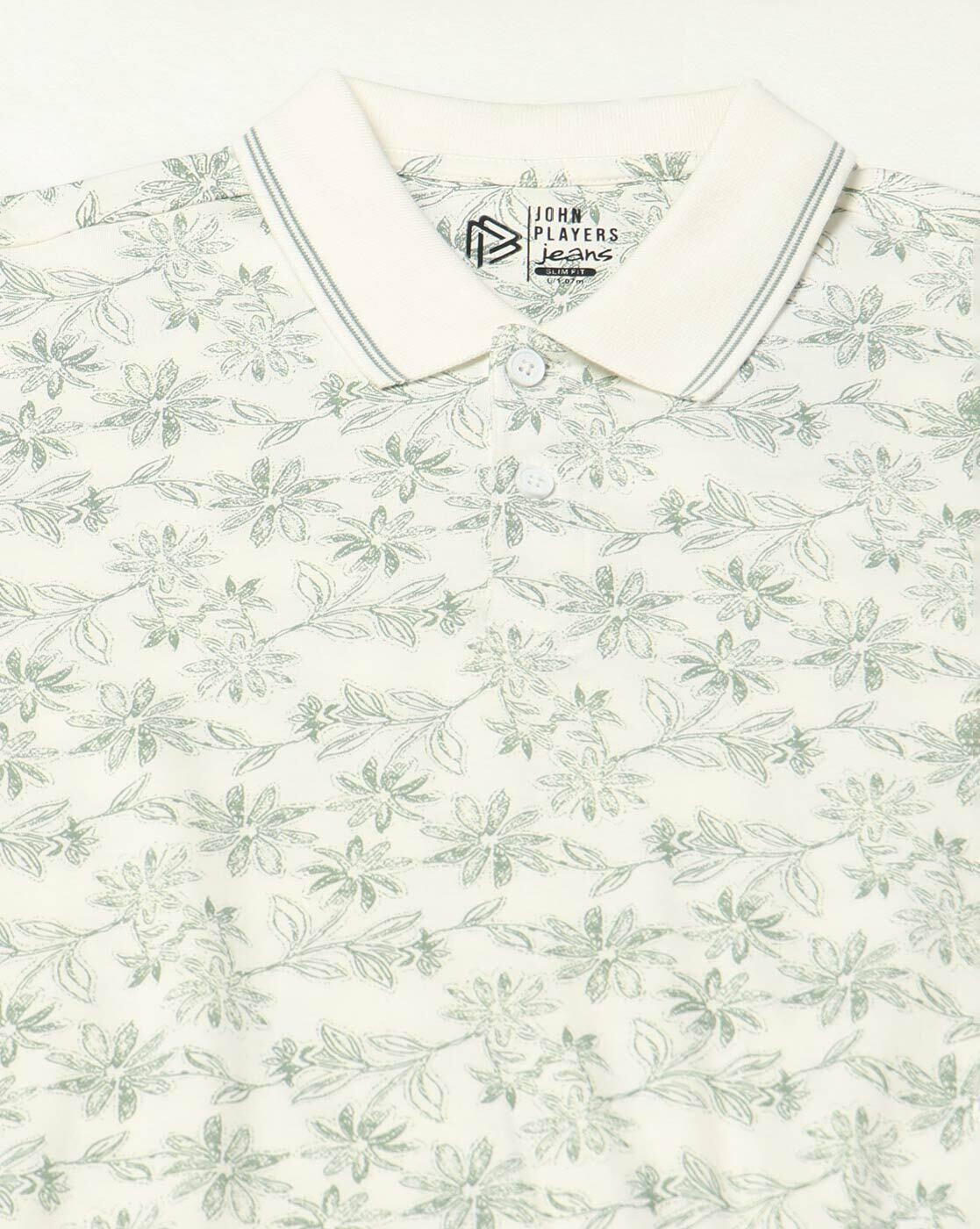 Men Tropical Print Slim Fit Polo T-Shirt