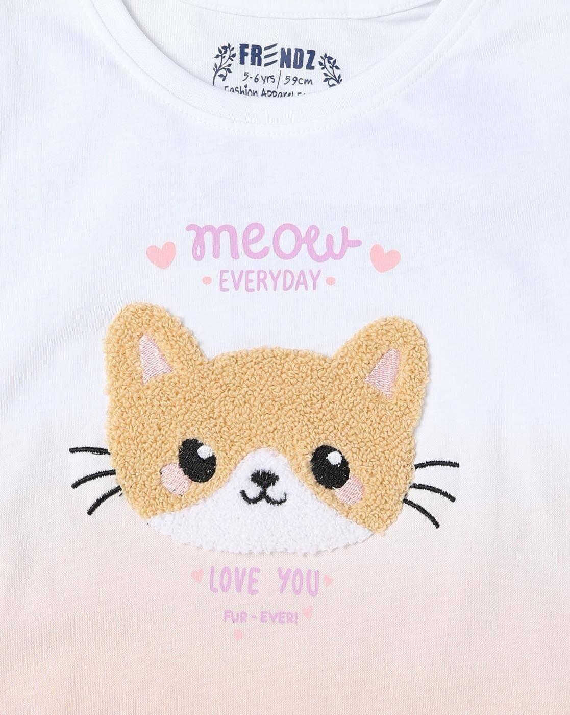 Girls Graphic Print Regular Fit Round-Neck T-Shirt