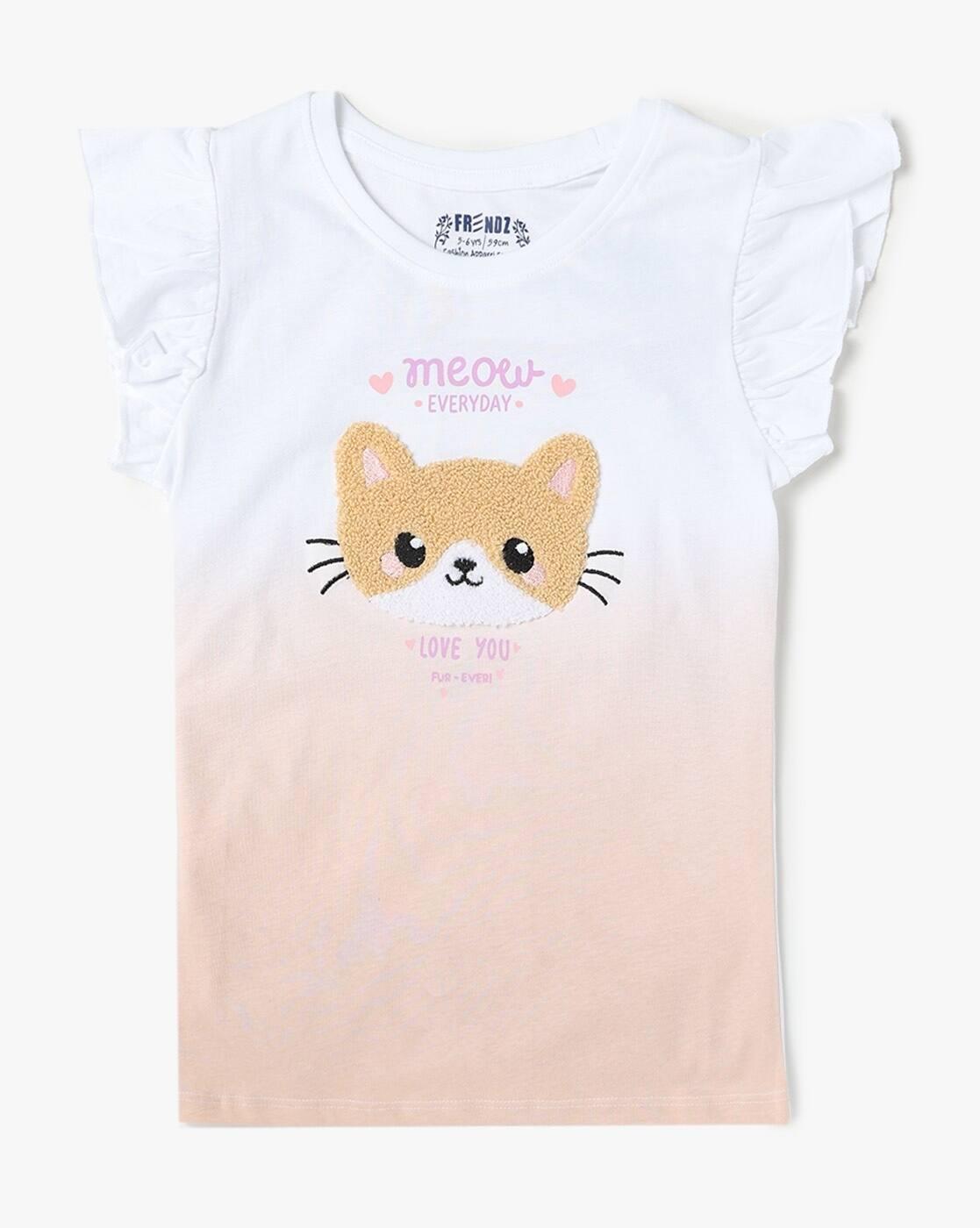 Girls Graphic Print Regular Fit Round-Neck T-Shirt