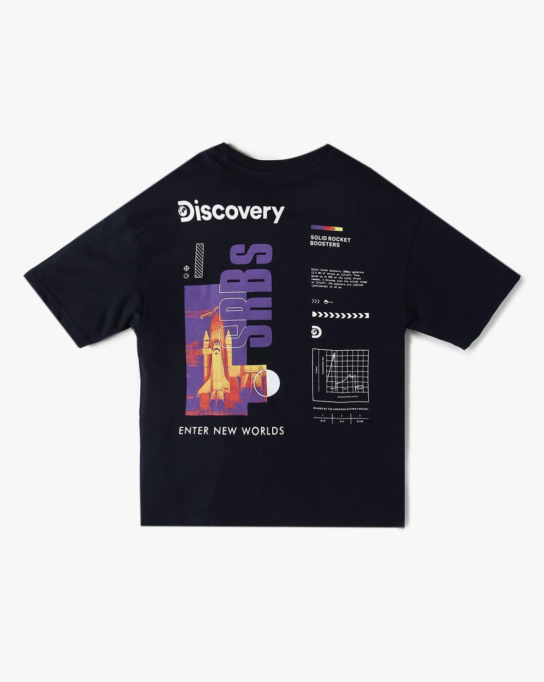 Boys Graphic Print Oversized Round-Neck T-Shirt