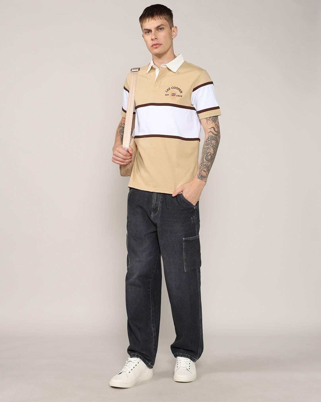Men Colourblock Regular Fit Polo T-Shirt
