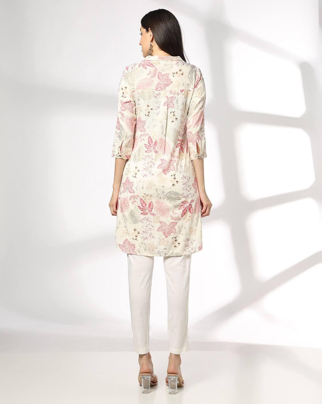 Women Leaf Print Straight Kurti