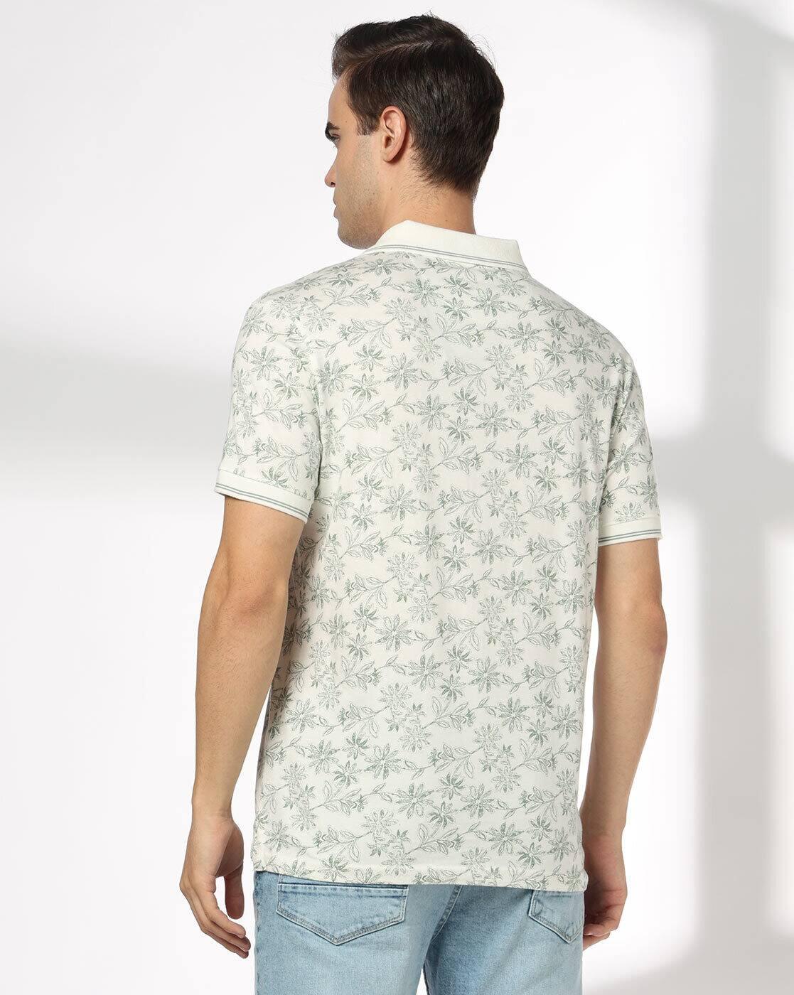 Men Tropical Print Slim Fit Polo T-Shirt