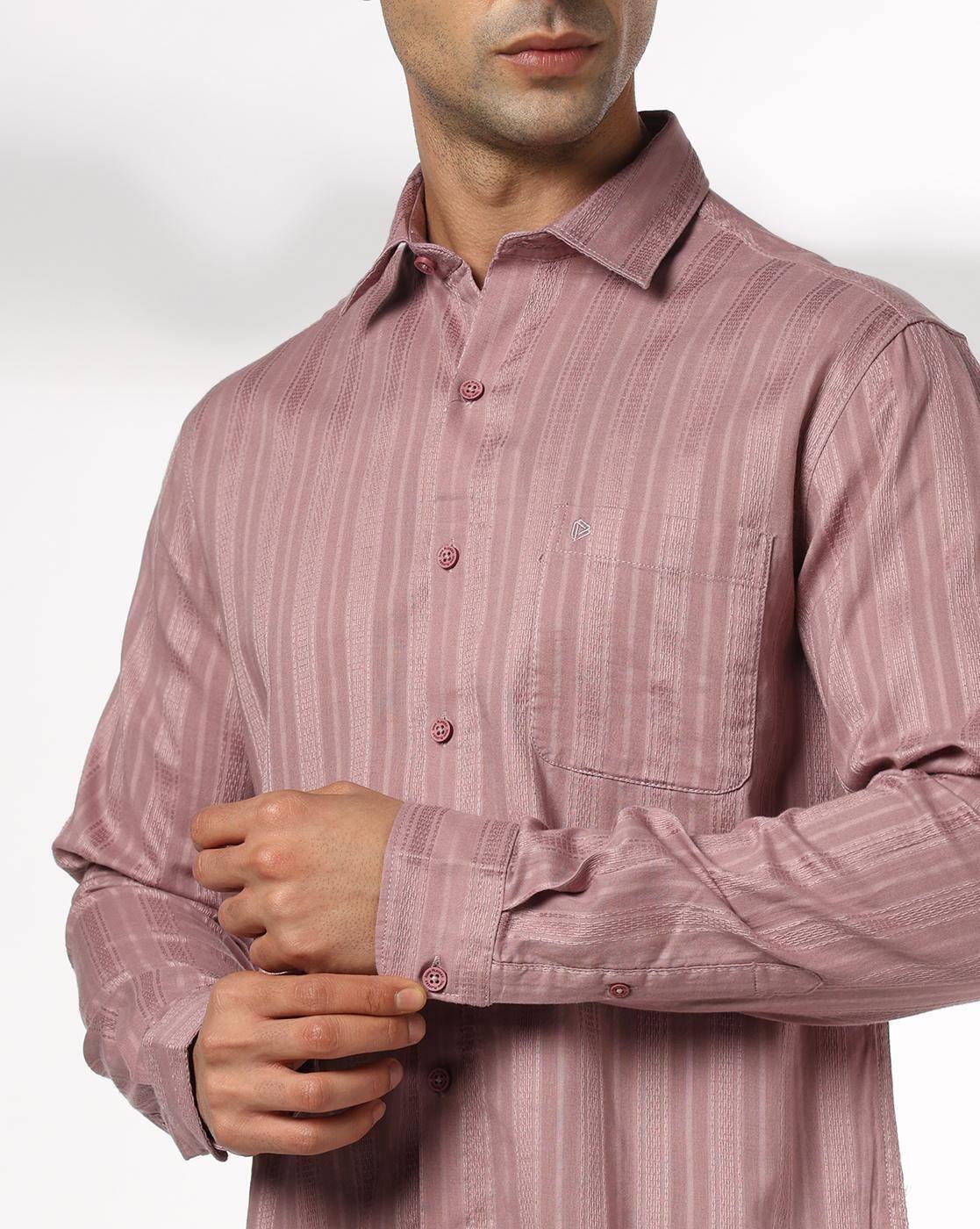 Men Striped Slim Fit Shirt with Patch Pocket