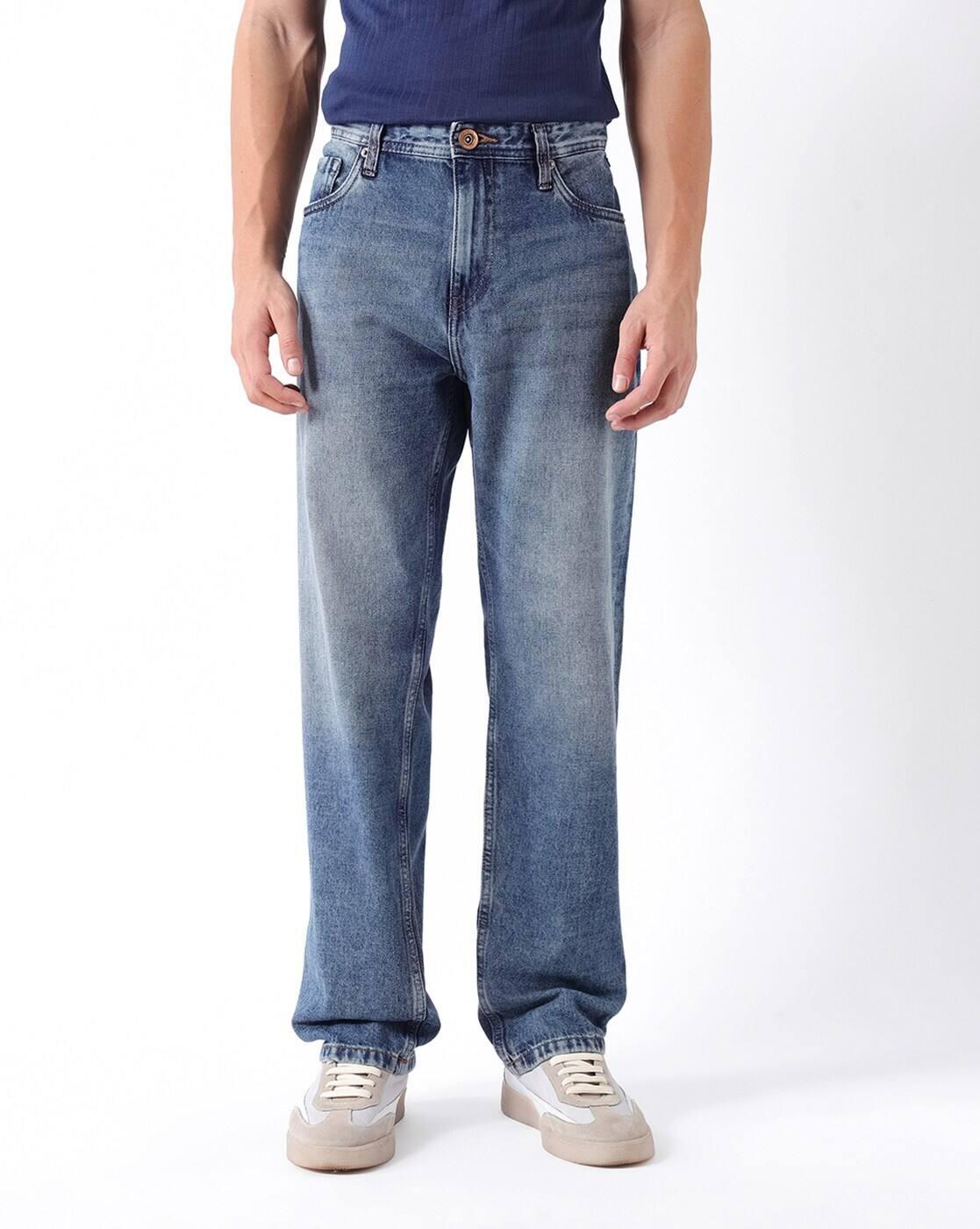 Mid Rise Straight Jeans