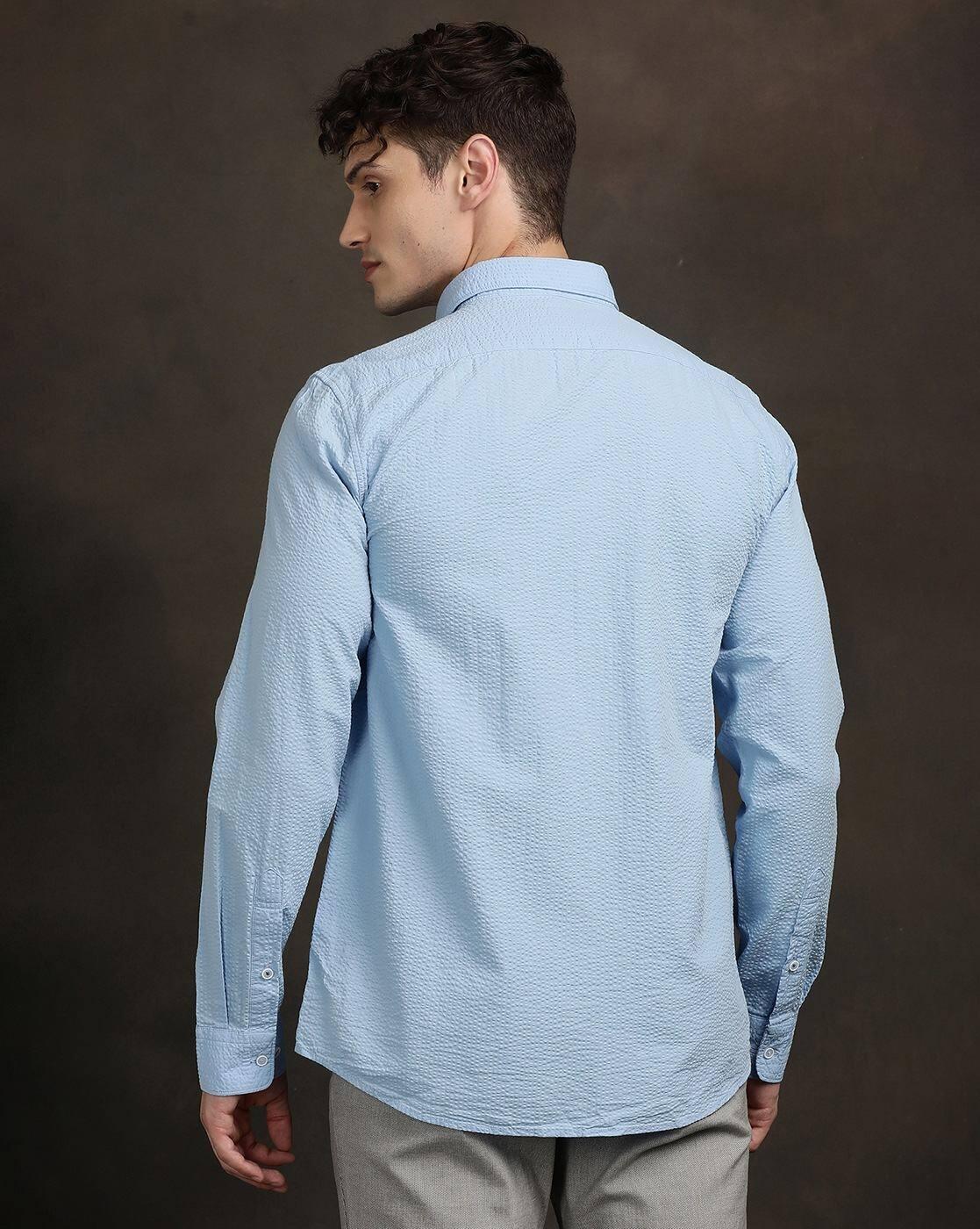 Men Spread-Collar Slim Fit Shirt